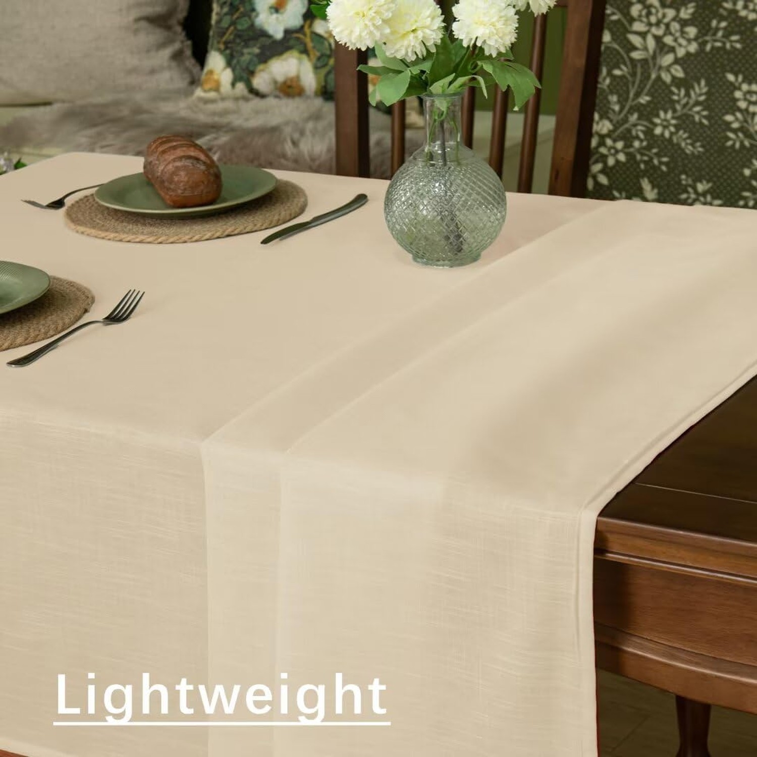 Natural Linen Rectangle Tablecloth, Slubby Textured Fall Lightweight Table Cl…