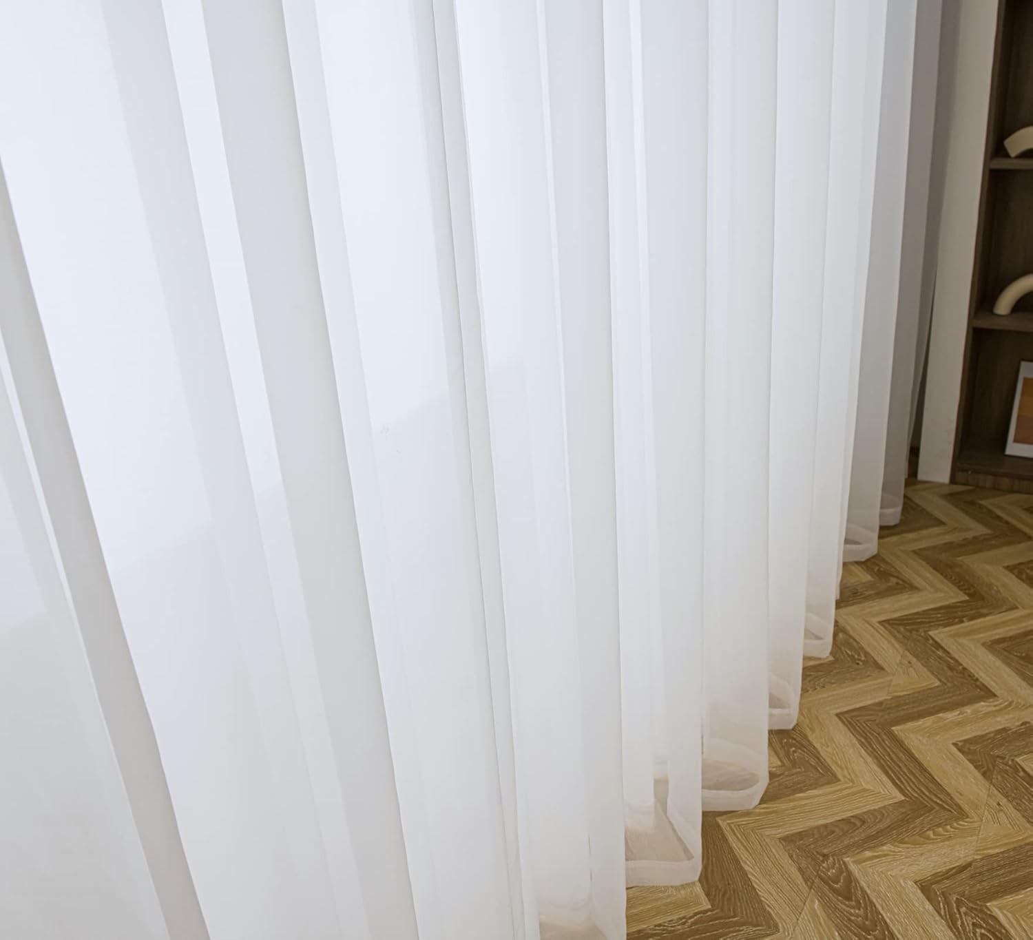 PI Sheer White Curtains 84 Inch Length, Solid Voile with Grommet Top for Living