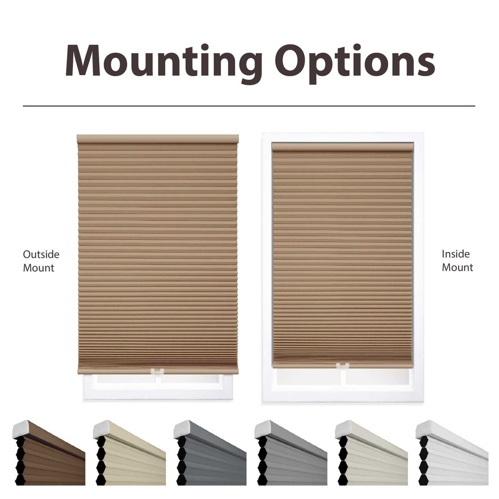 Cordless 1.5″ Blackout Cellular Shade, Energy Saver, 20.5″ W x 54″ H, Latte