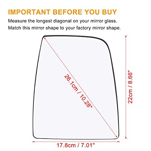 Glass Replacement for Car Rearview Upper Right Passenger Side Mirror