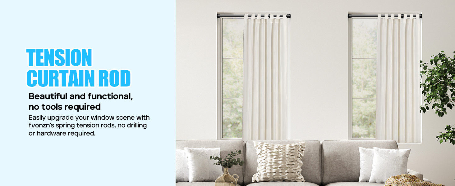 4pcs Black Tension Rod 16.5 to 28 Inch, Adjustable Tension Curtain Rod Spring