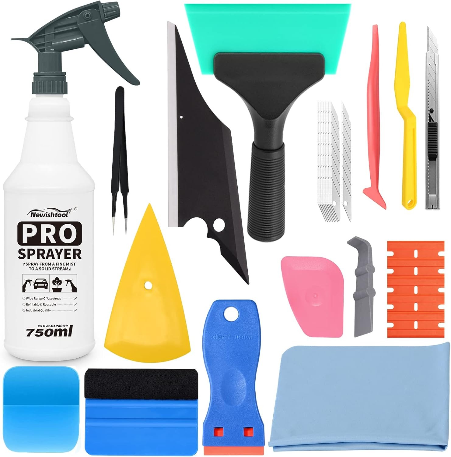NEWISHTOOL Window Film Application Kit Car Tint Installation Tools with Spray Bo