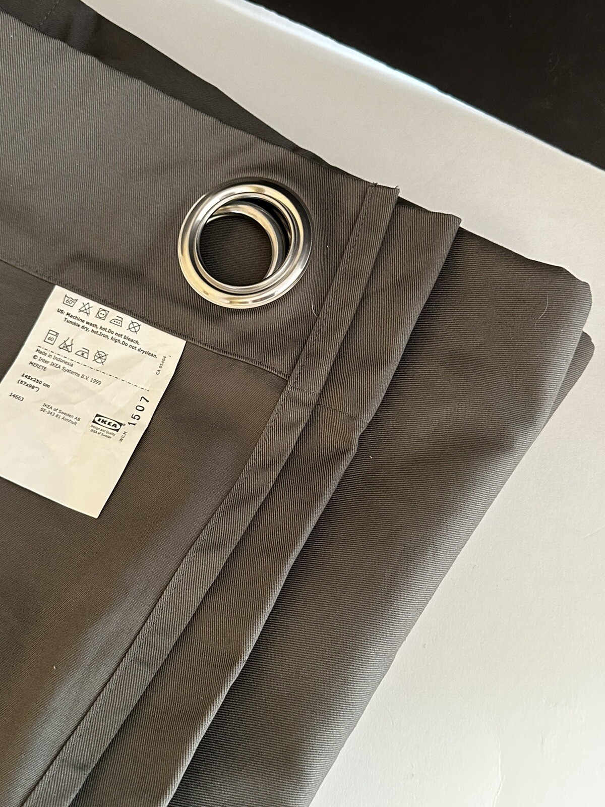 IKEA Merete Curtains Pair Room Darkening Dark Gray 57”W X 65”L Grommets
