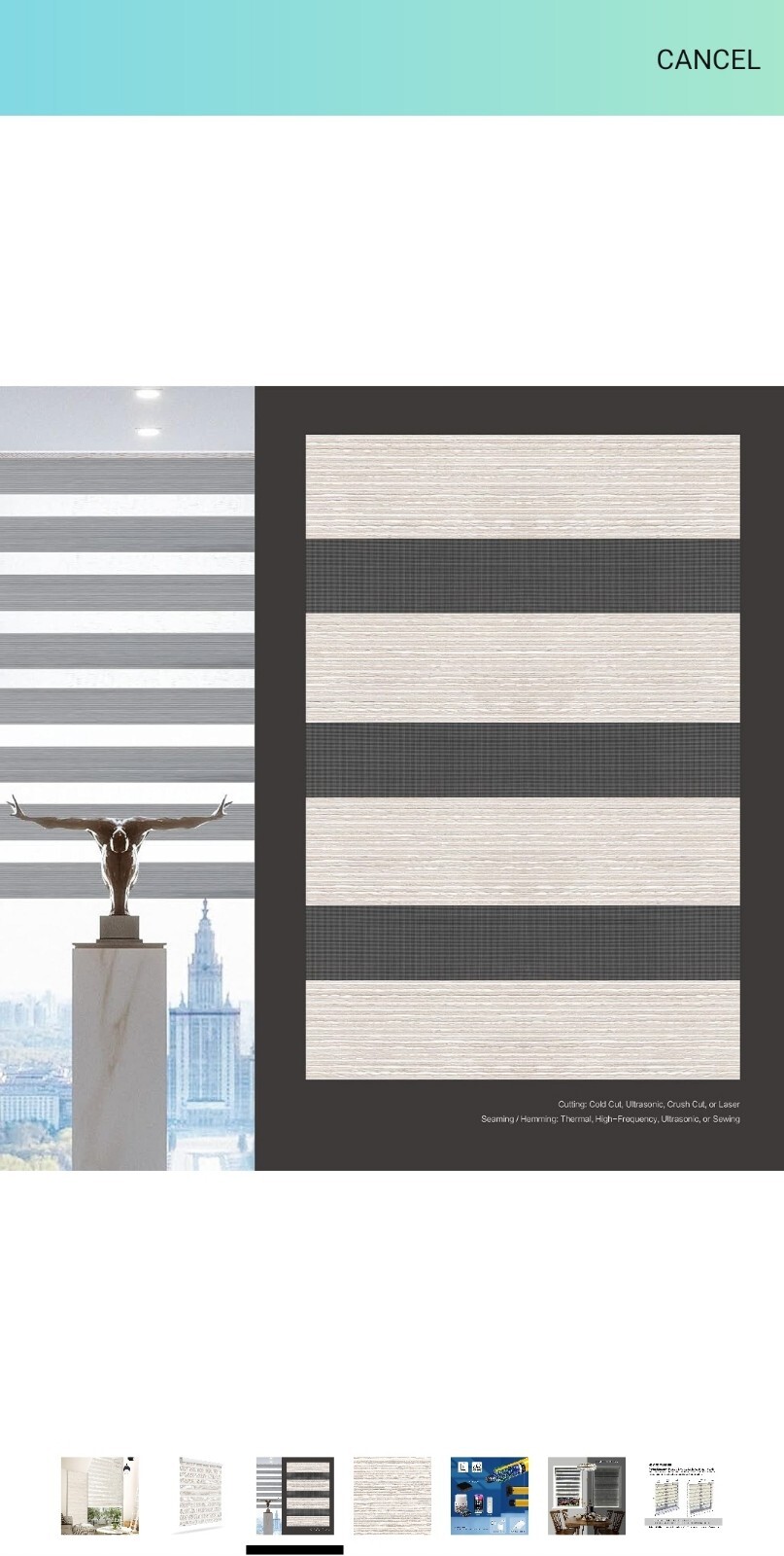 Jogney Zebra/Roller Shades -White/Beige. 47″W X 71.5″H