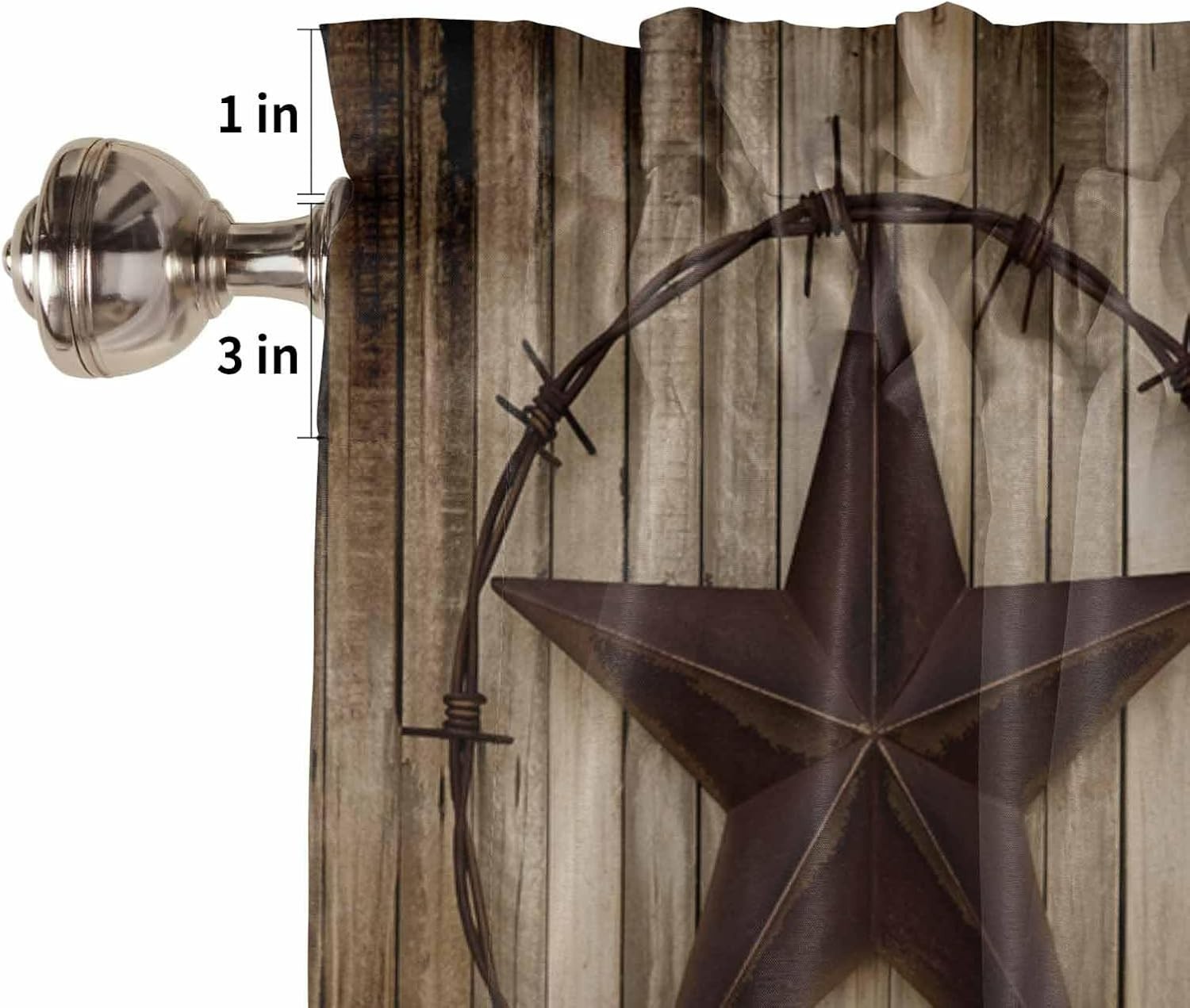 Western Texas Star Valance Curtain – Rustic Charm for Kitchen & Living Room