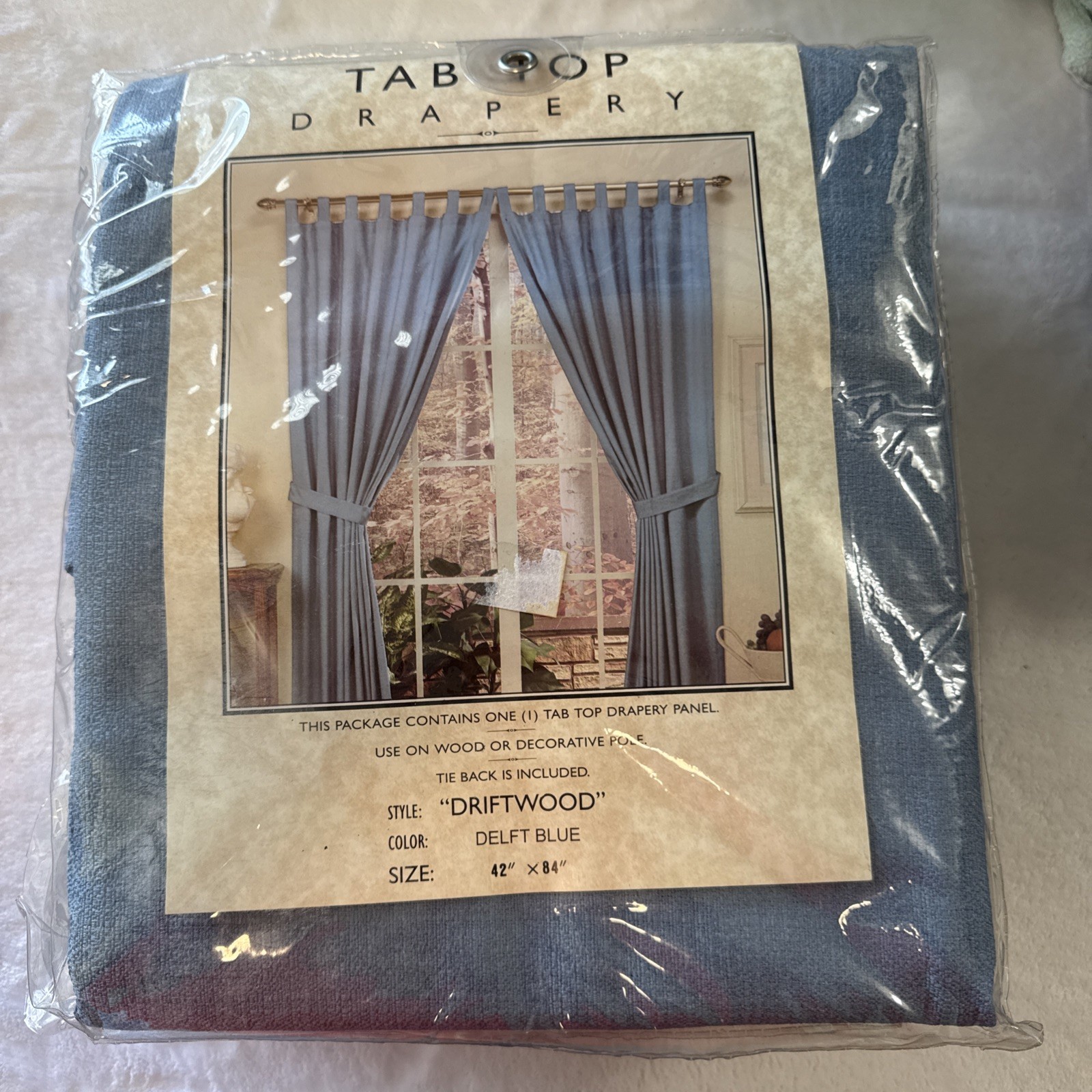 Tab Top Drapery Style:Driftwood Color: Delft Blue 42″x84″ One Panel Cottagecore