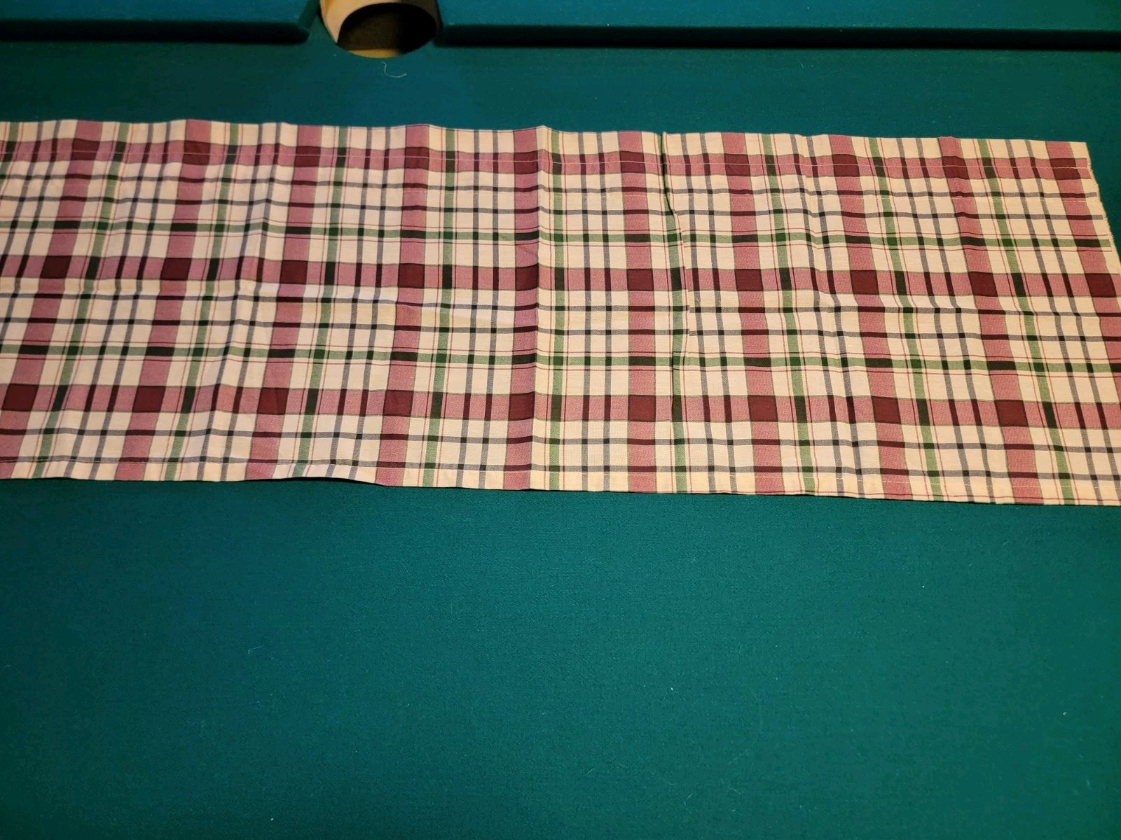 WINDOW TAILORED PANELS 4 & VALANCES 3 HERITAGE PLAID PURPLE GREEN AND CREAM