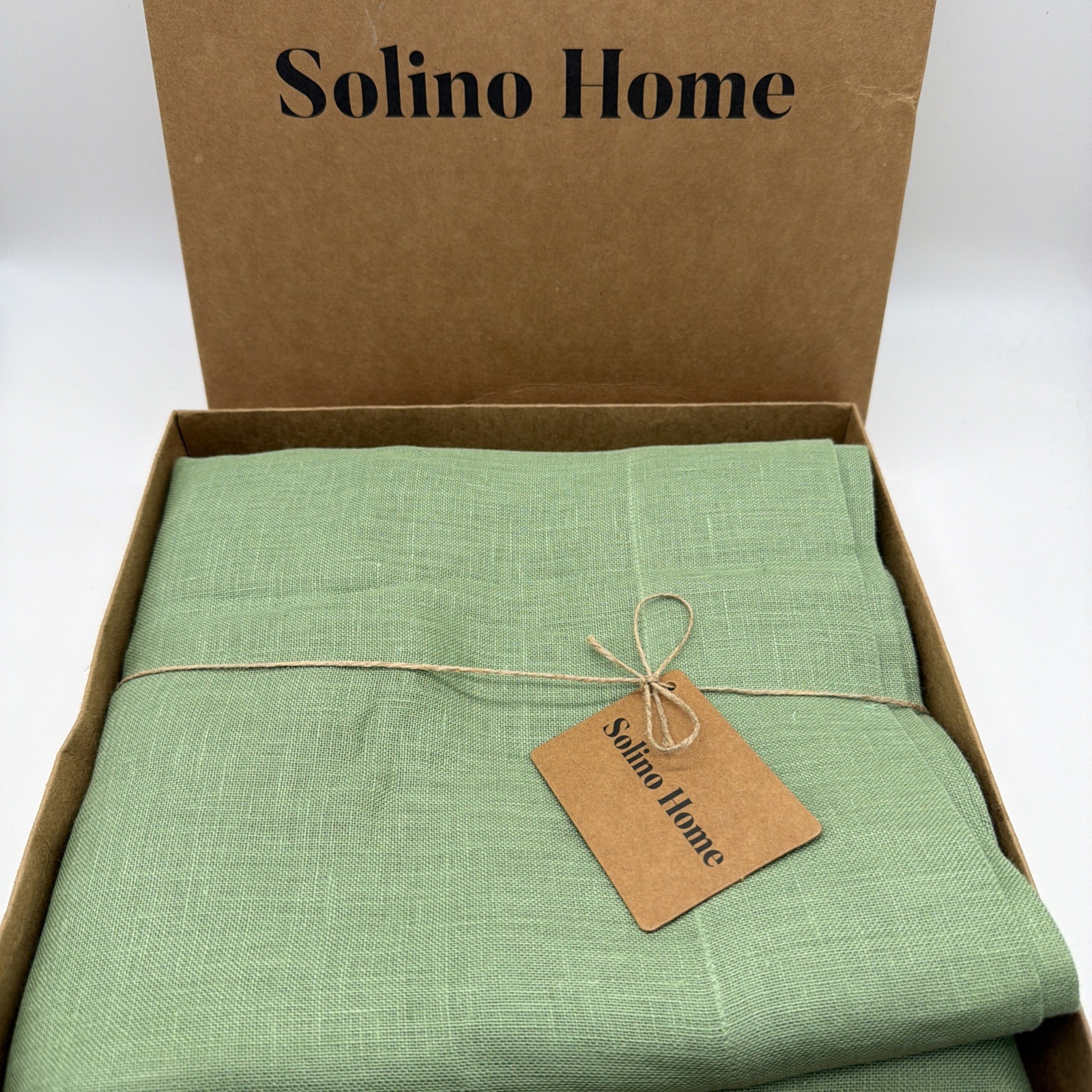 Solino Home 100% Pure Flax Linen Sheer Curtain 52” x 63” Aspen Green 1 Panel