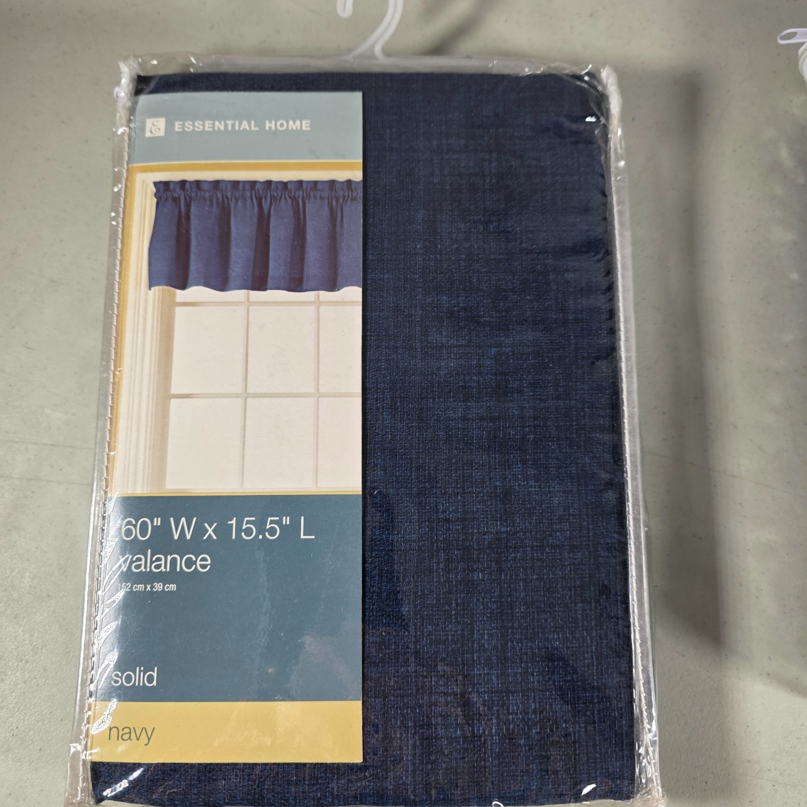 Essential Home Valance Lot Solid Navy Window Curtain Topper 60×15.5 Blue NEW Set