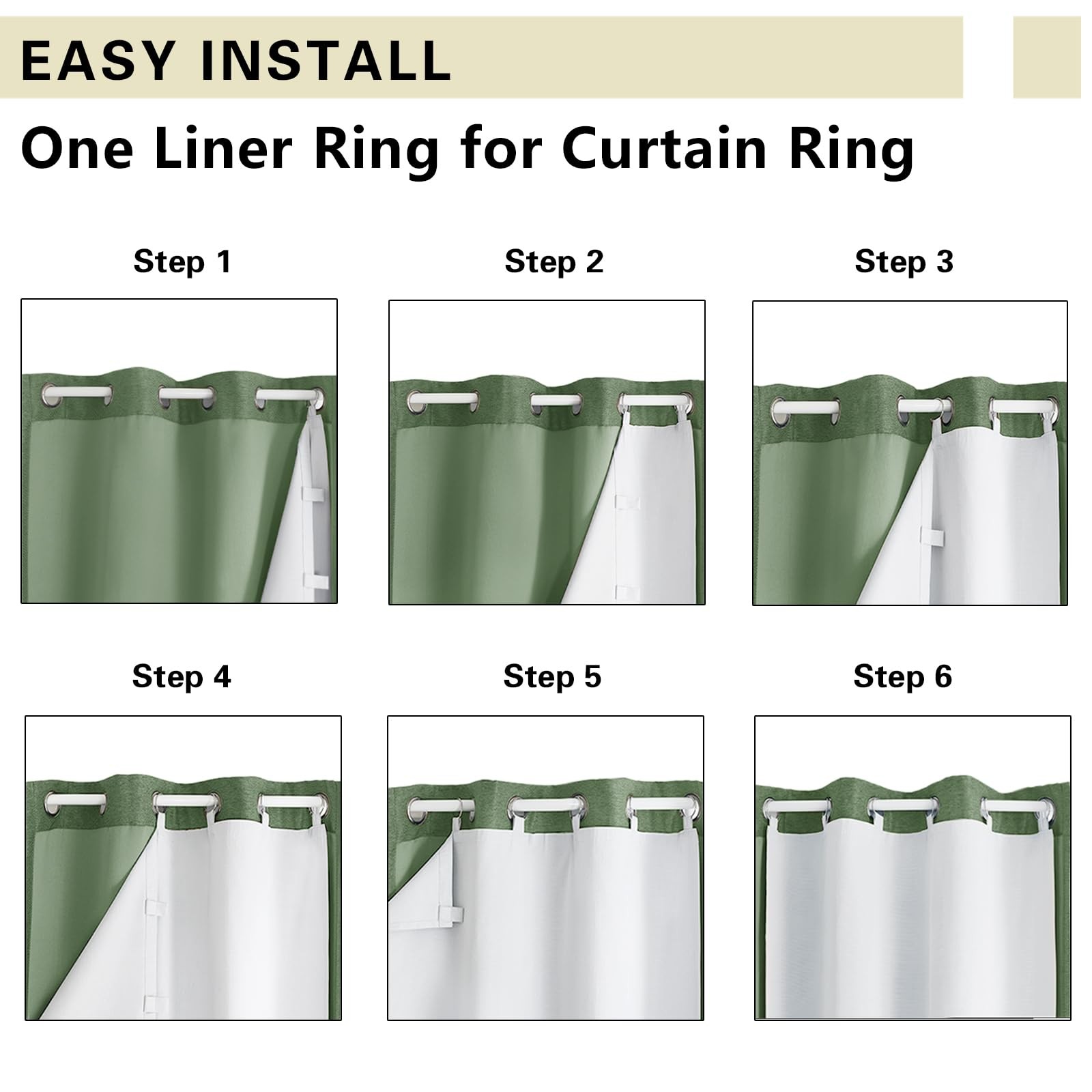 2 Panels 100% Blackout Curtain Liners for Behind Curtains, Darkening Thermal Ins