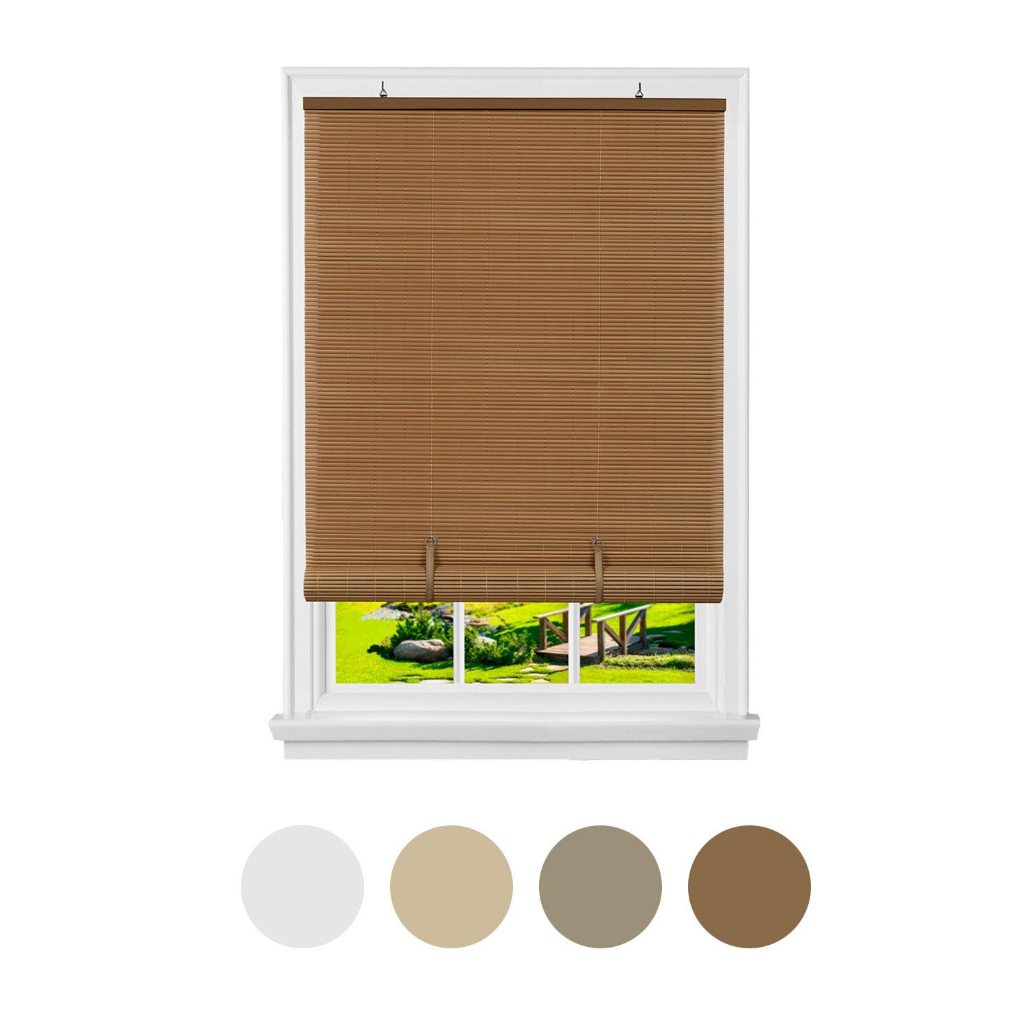 Oval Cordless Rollup Light Filtering Window Blinds Roller Shades