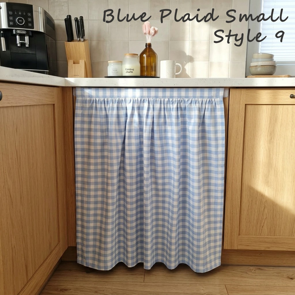 No Drill Hook and Loop Curtain Cabinet Kitchen Cafe Curtain Stick On Cotton