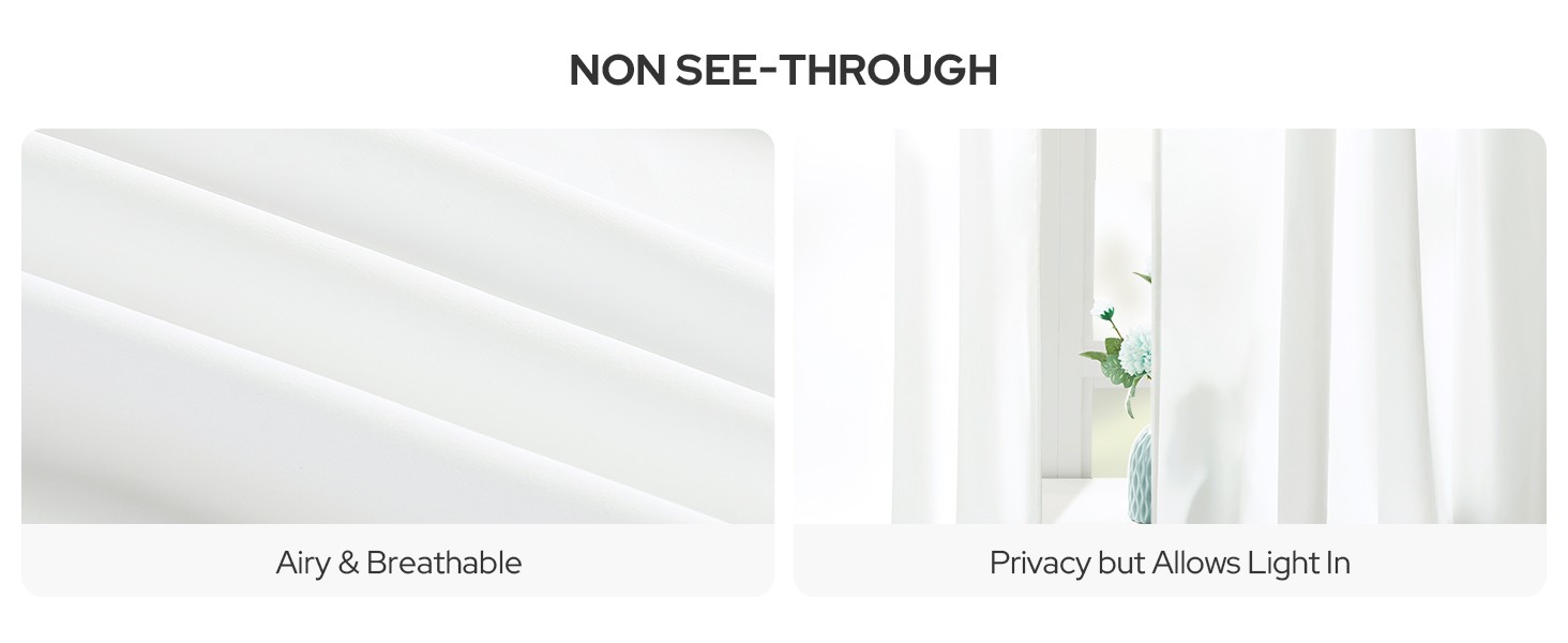 Non-See-Through White Sheer Kitchen Curtains 30 X 24 Inches Long 2 Panels Short