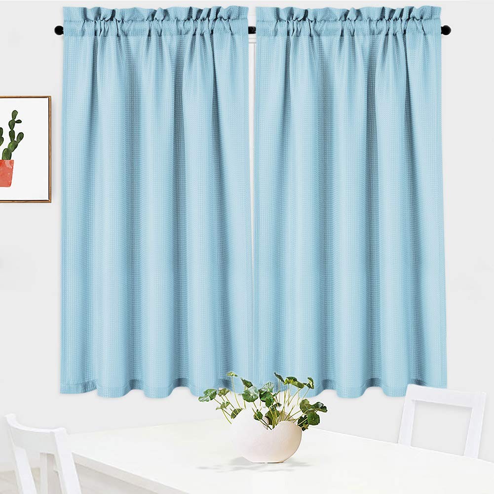 Kitchen Curtains – 45 Inch Long Casual Weave Cafe Curtains, Short Tiers Priva…