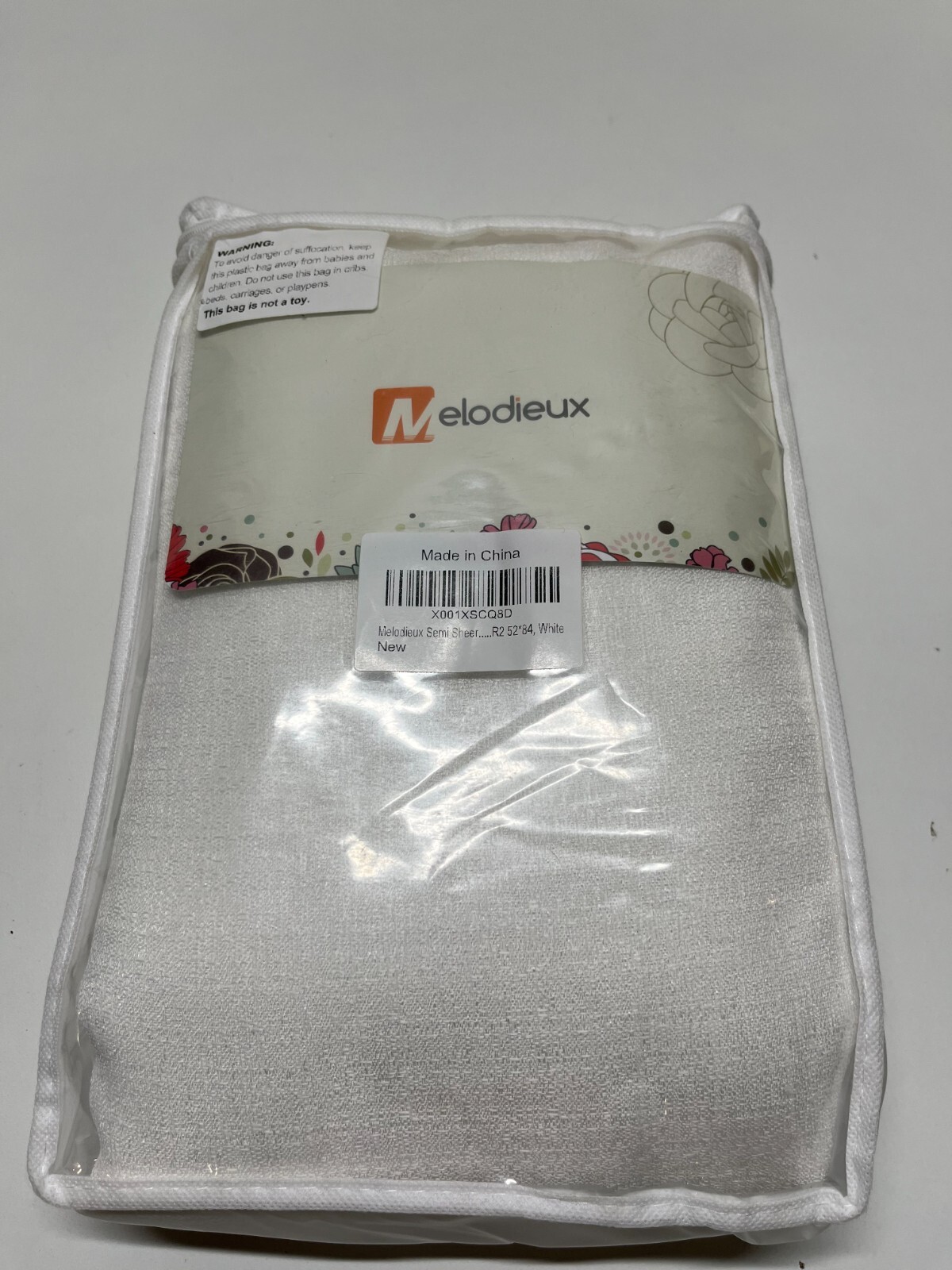 Melodieux White Linen Textured Semi Sheer Curtains 84″ Long for Living Room. NEW