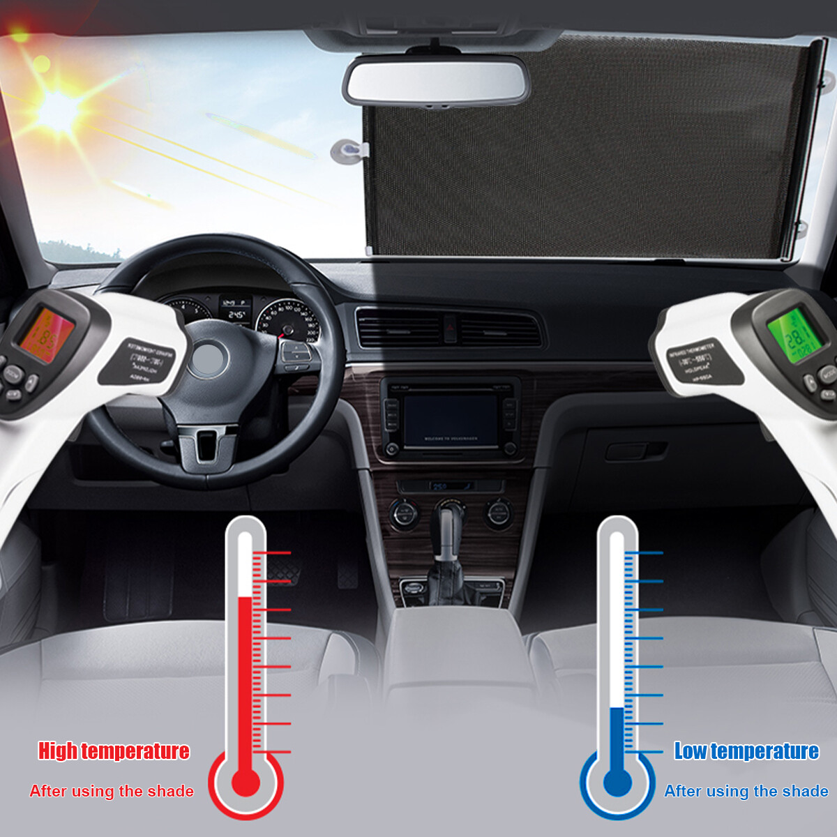 Retractable Car Auto Front/Side Window Sun Shade Shield Cover Roll Curtain Visor