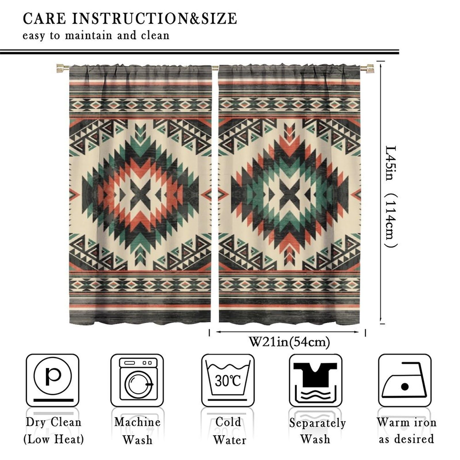 Aztec Thermal Insulated Curtain, Native American South Western Fantasy Boho T…