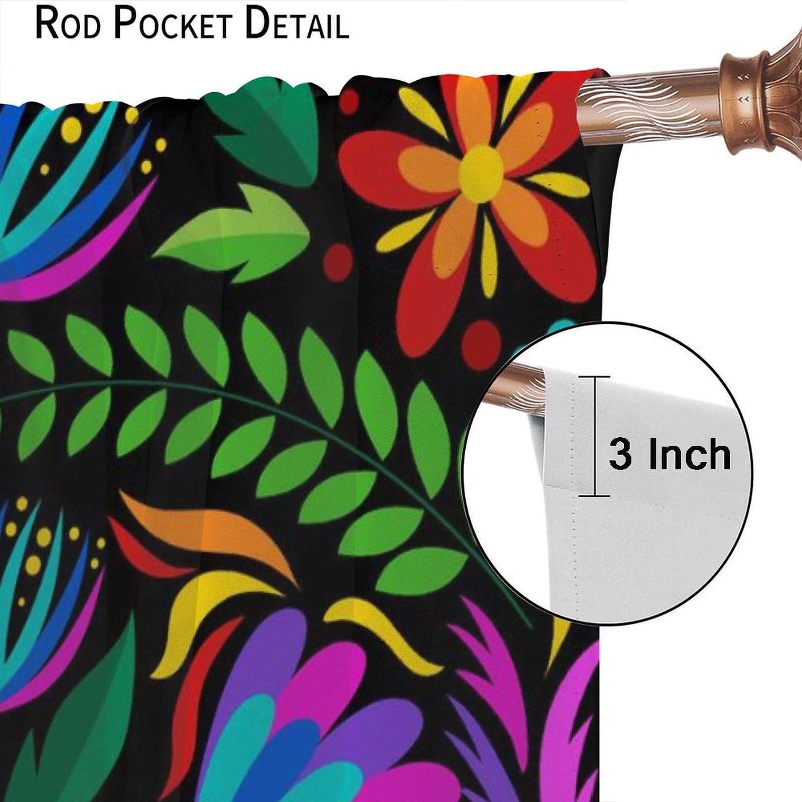 SYZWWSYX Mexican Flower Curtains, Vintage Colorful Mexican Floral Bird Art Pr…