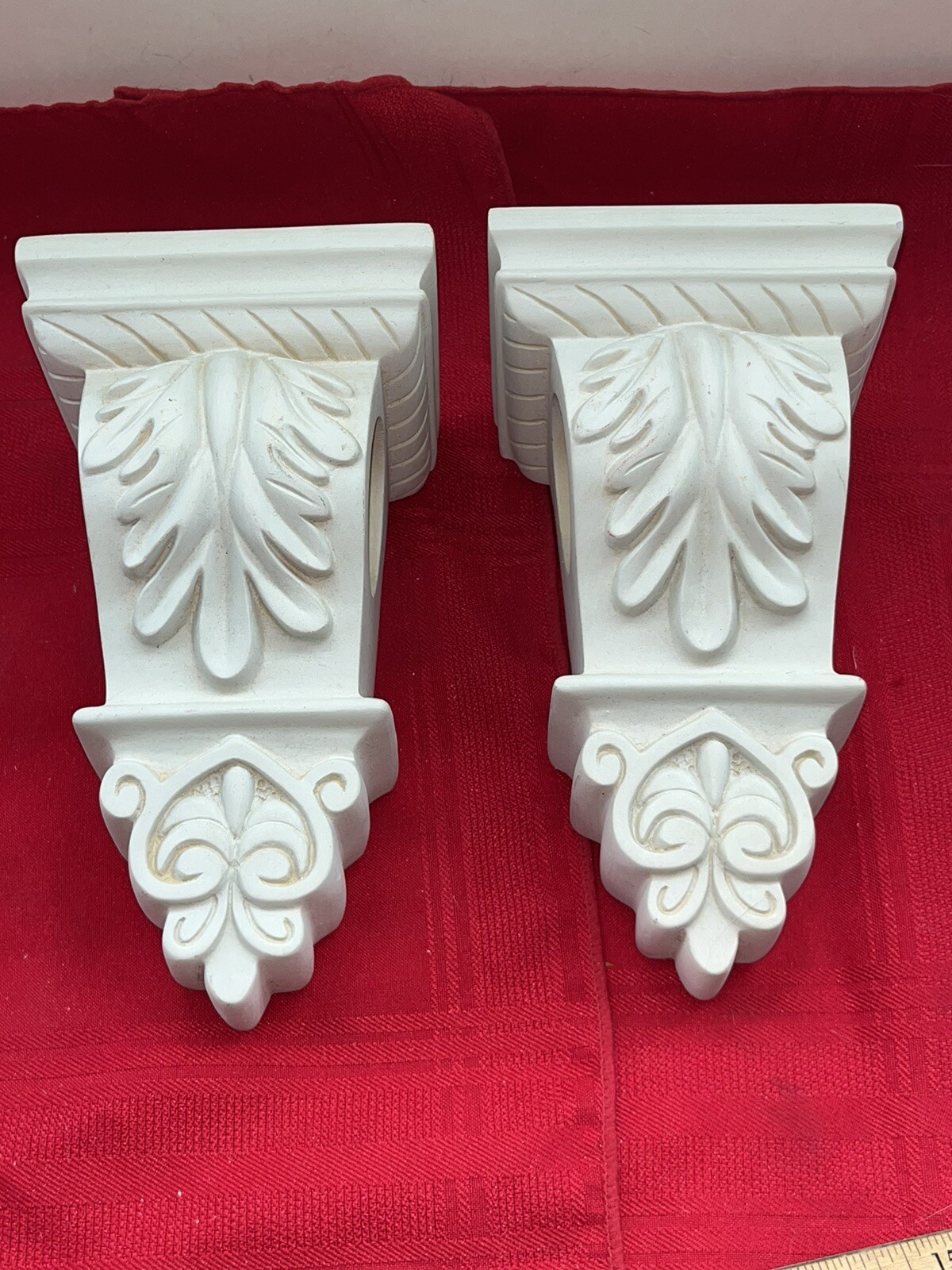 ORNATE SHABBY CHIC IVORY PLASTER DRAPERY /WALL HANGING ROD HOLDERS WALL MOUNT
