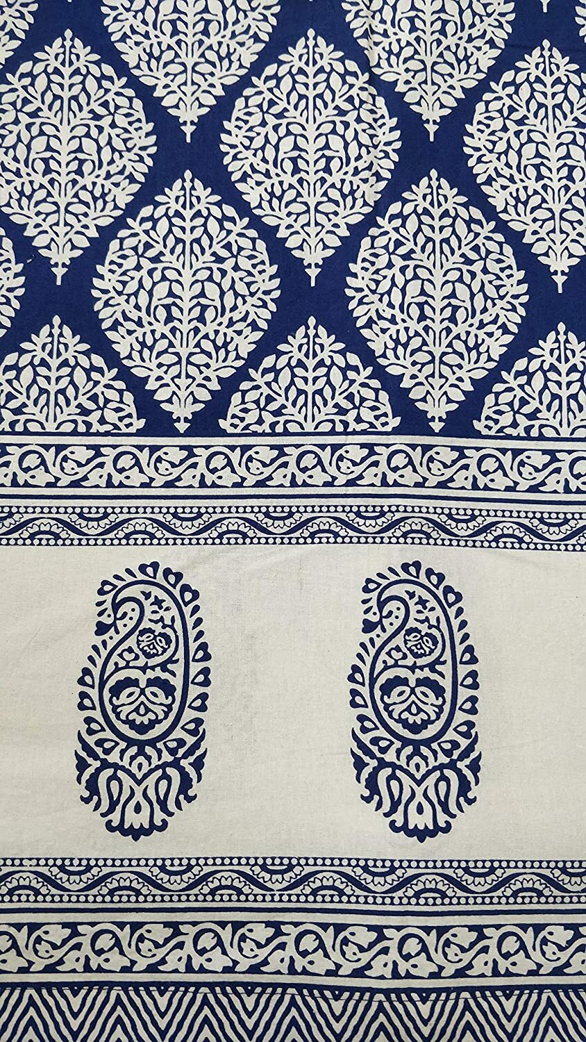 Hand Block Printed Cotton Daylight Door Curtains with Eyelets (4 x 7ft) Set of 2