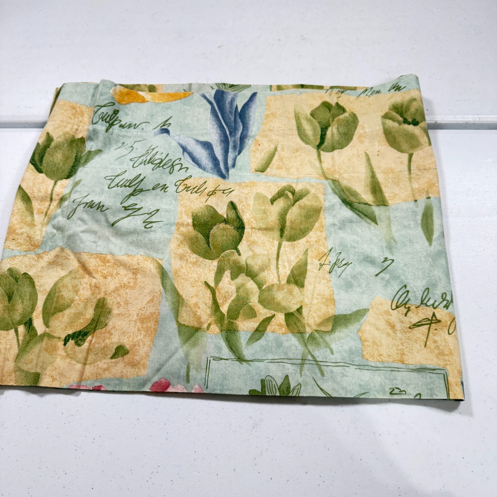 vintage croscill valance curtain green floral plants blend 17×87 usa y2k 90s
