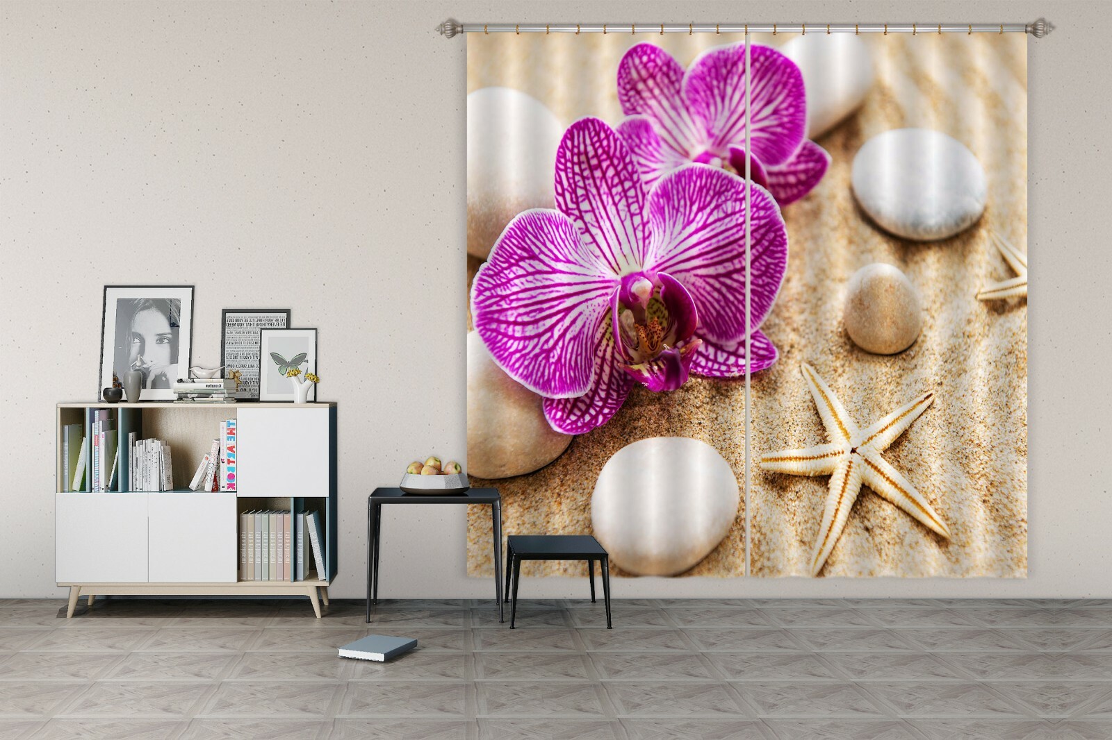 3D Phalaenopsis Starfish ZHUA472 Blockout Photo Curtain Fabric Window Amy