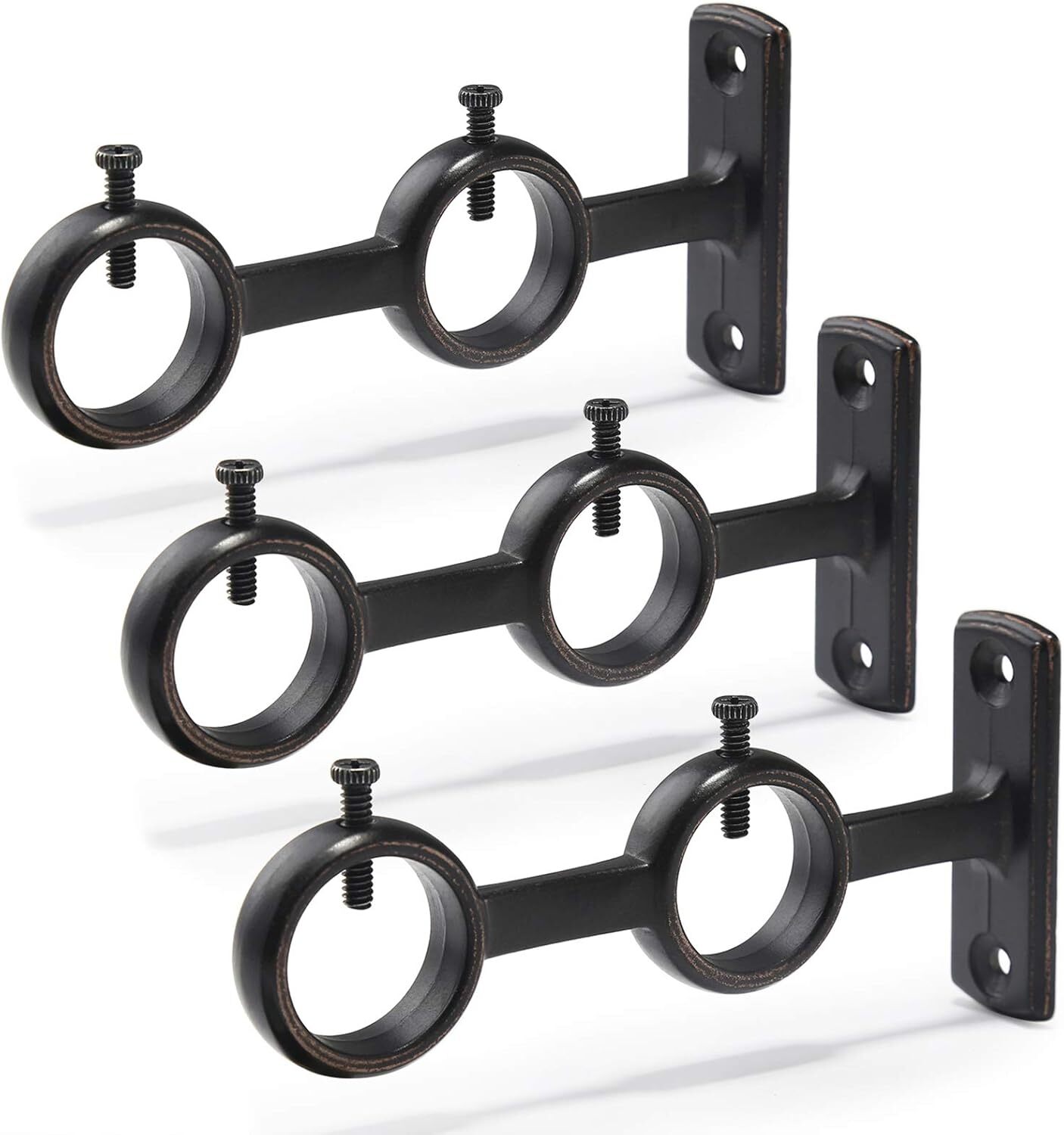 Curtain Rod Bracket, 3 pcs Double Curtain Rod Holder, Double Rod Brackets Hoo…