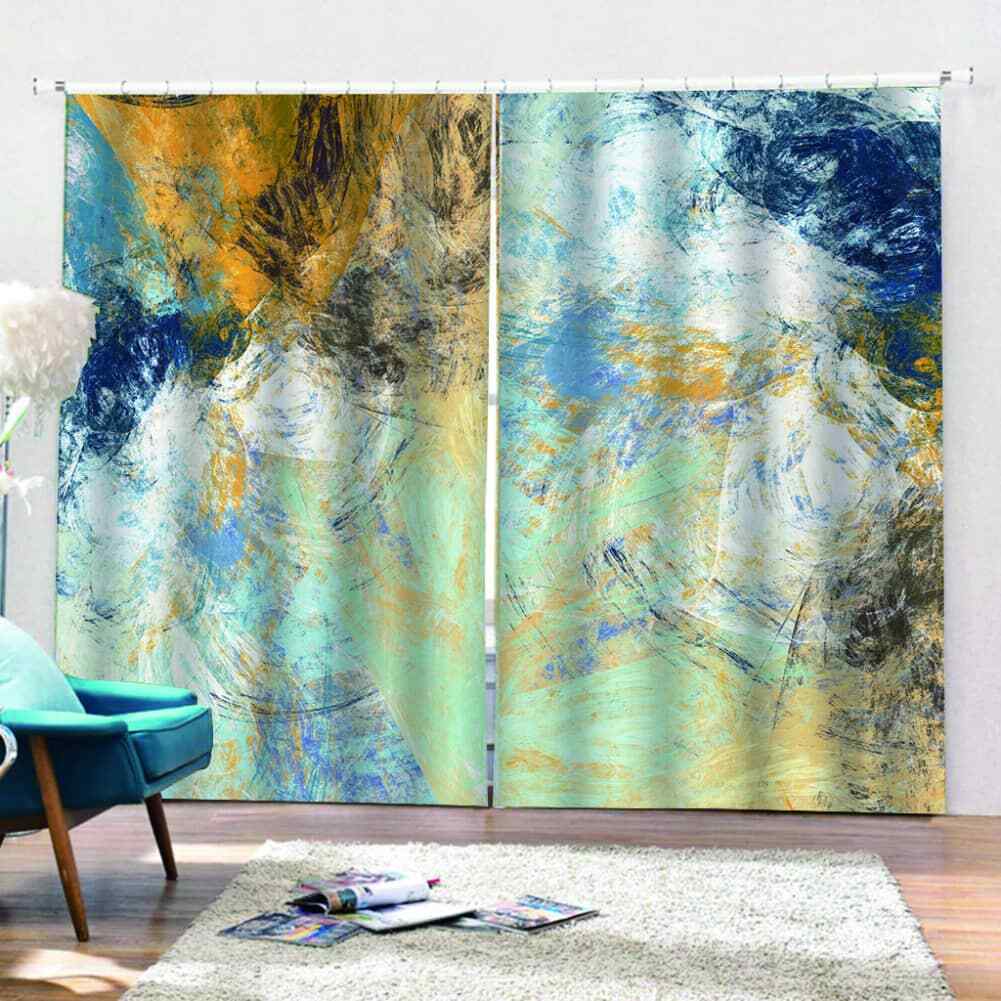 Differ levels of seawater converge Printing 3D Blockout Curtains Fabric Window