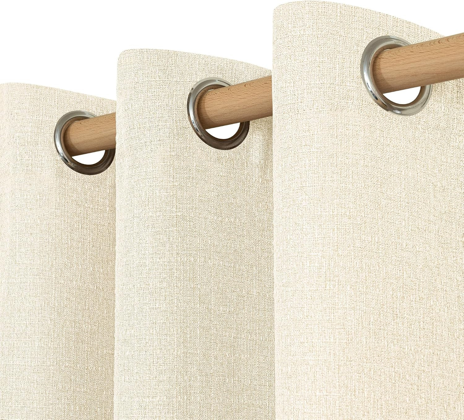 LAMIT Light Beige Linen Curtains for Living Room 84 inch Length 2 Panels, Linen