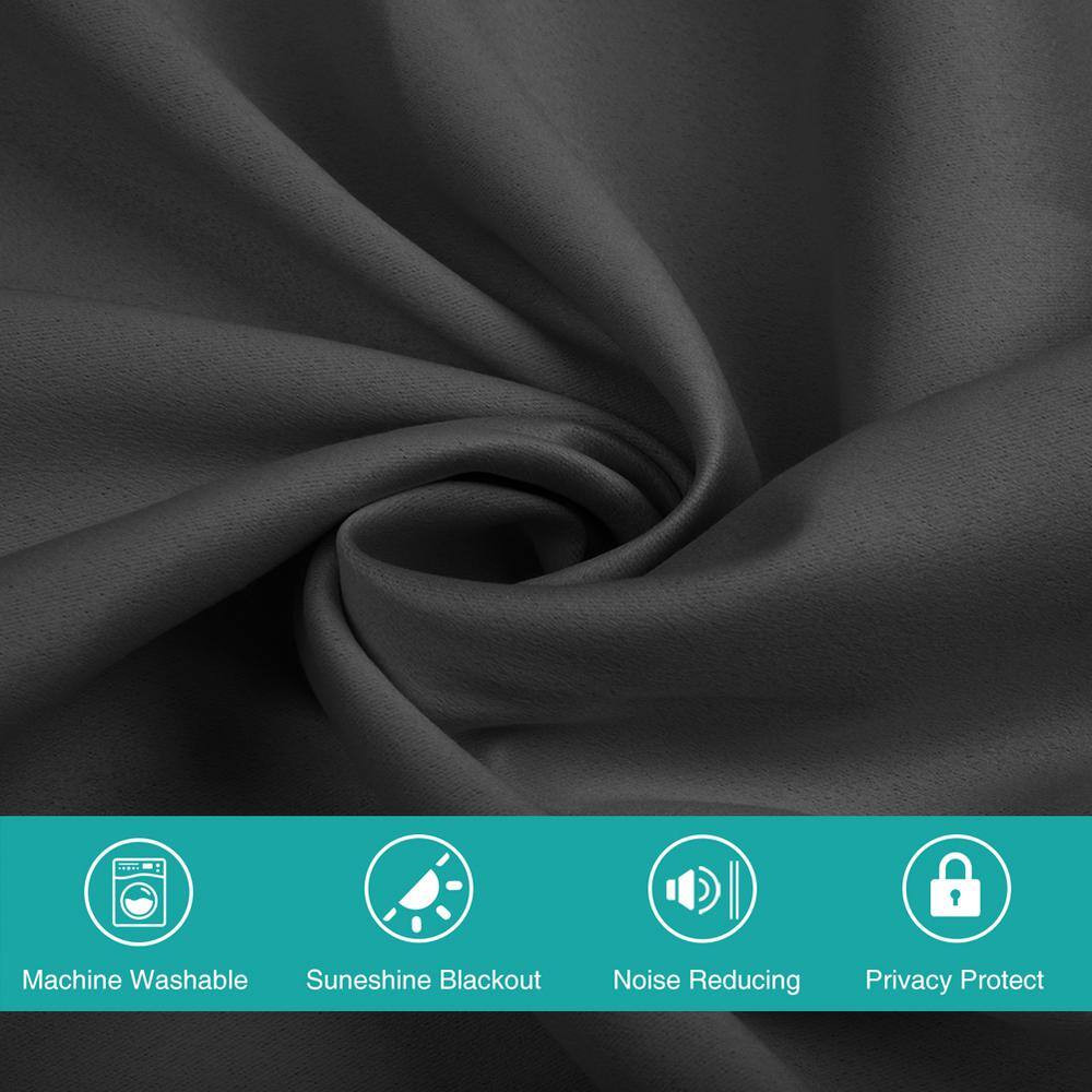 Black 34 In. W X 45 In. L Grommet Top Blackout Curtain with Room Darkening Noise