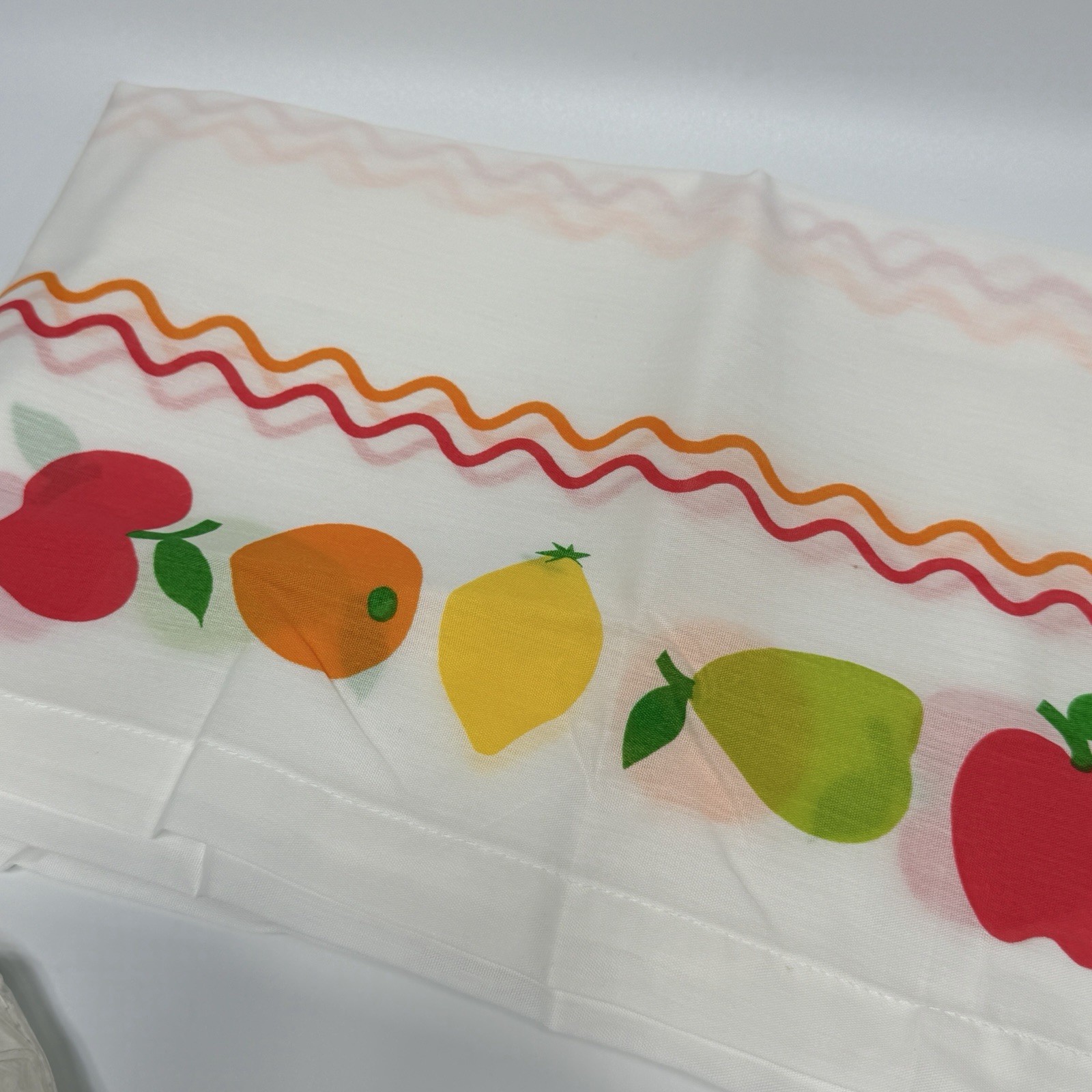 Set Vintage Kmart Fun Fruit 24″ Tier Curtains Valance Pop Art Bright Pop Art NEW
