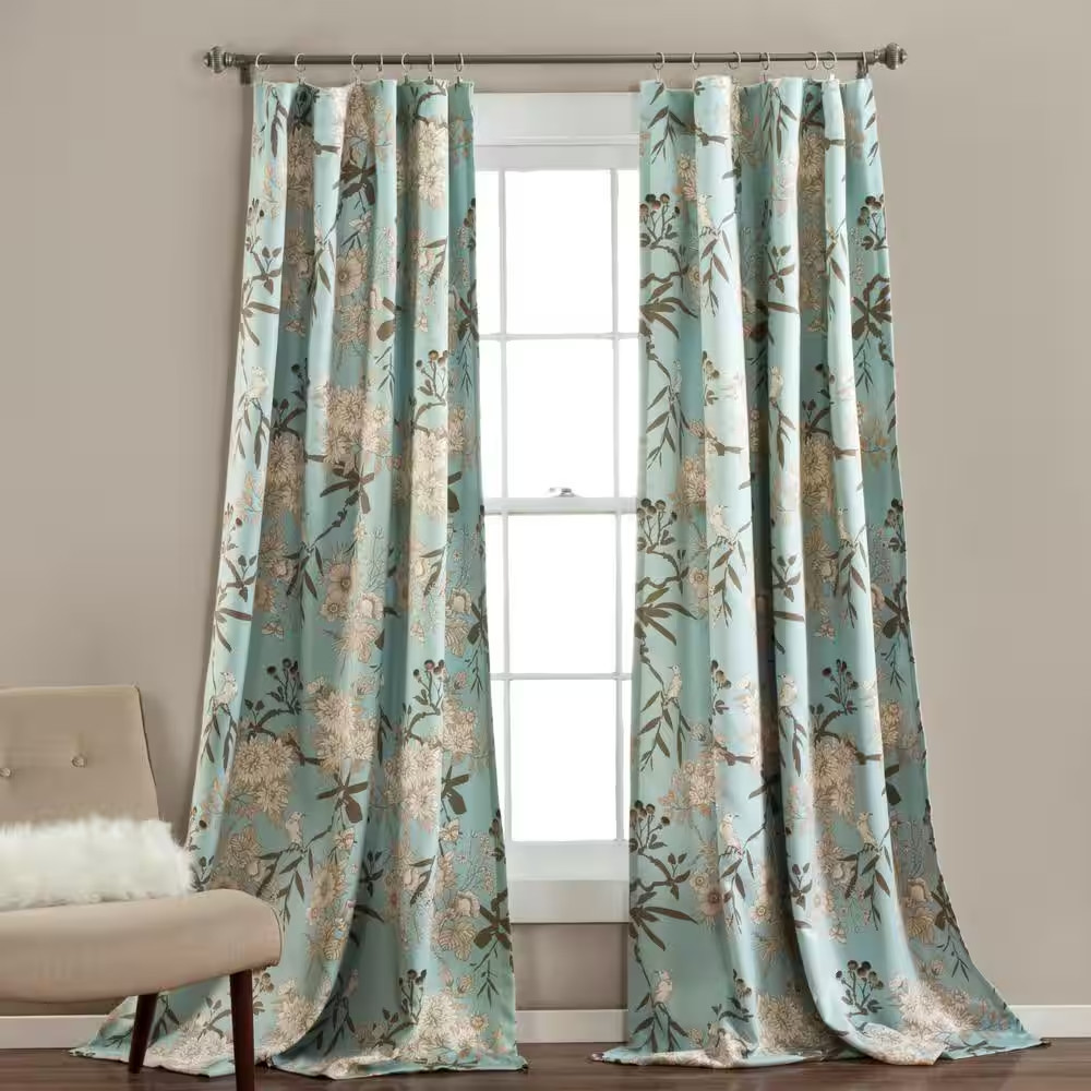 Blue Solid Rod Pocket Room Darkening Curtain – 52 In. W X 84 In. L (Set of 2)