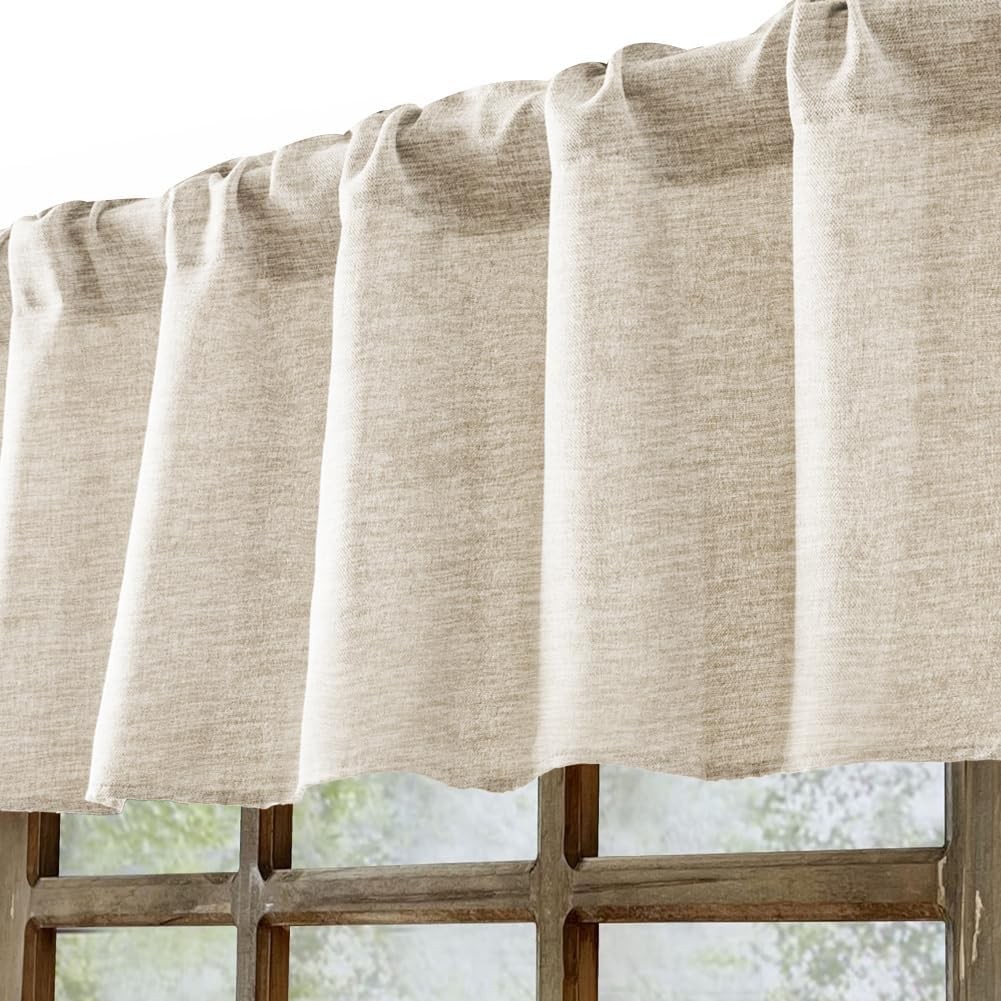 2 Pack Burlap Window Valances 16″ x 56″ Farmhouse Style Window Treatment Decor