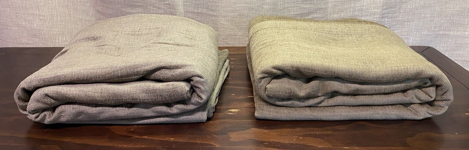2 CROSCILL HOME Poly Chenille 107″ x 45″ Window Scarfs Light Brown & Sage Green