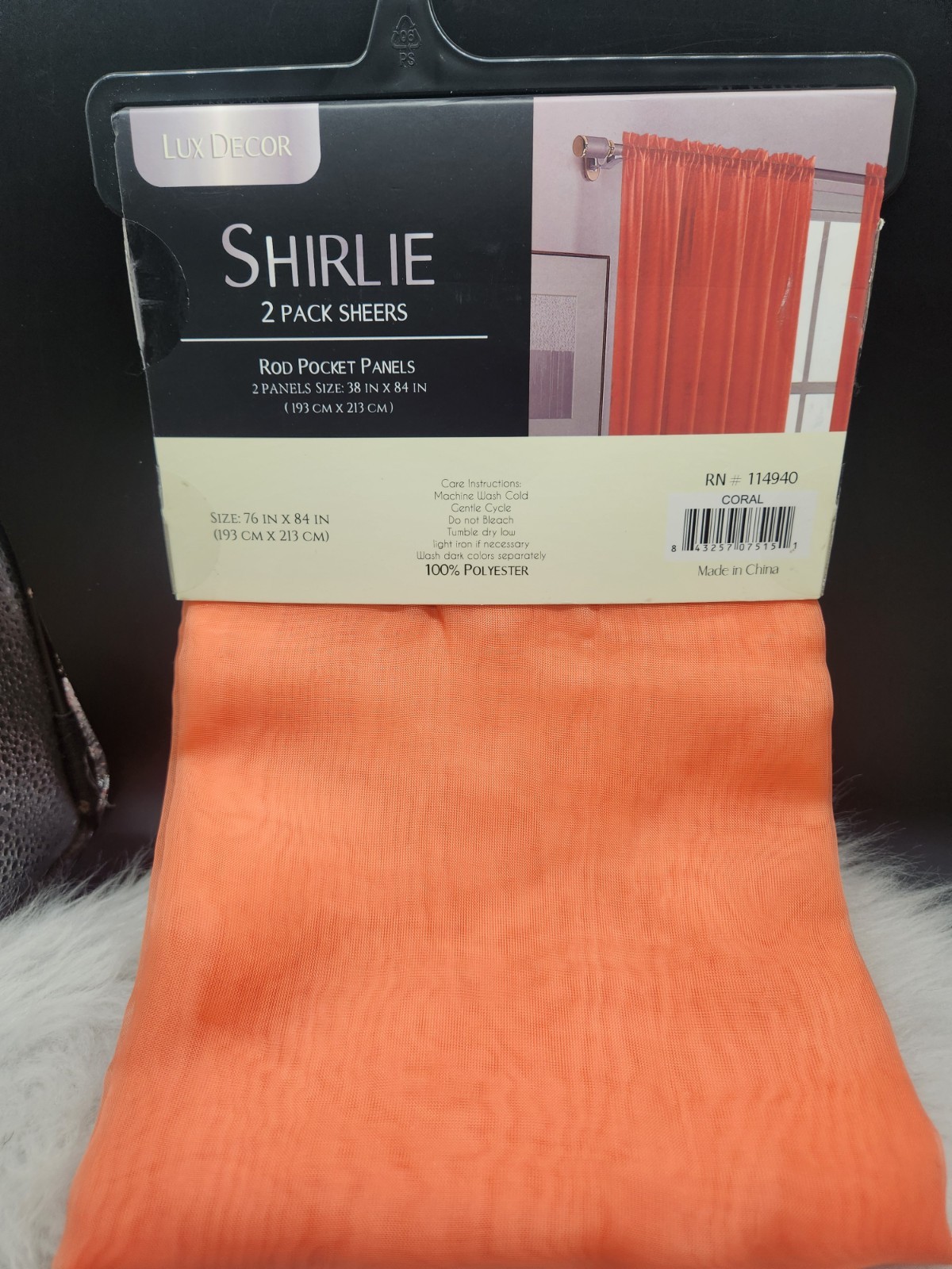 2 Pack Sheers 76″x84″ Rod Pocket Panels Peach Color Shirlie Lux Decor 100% Poly