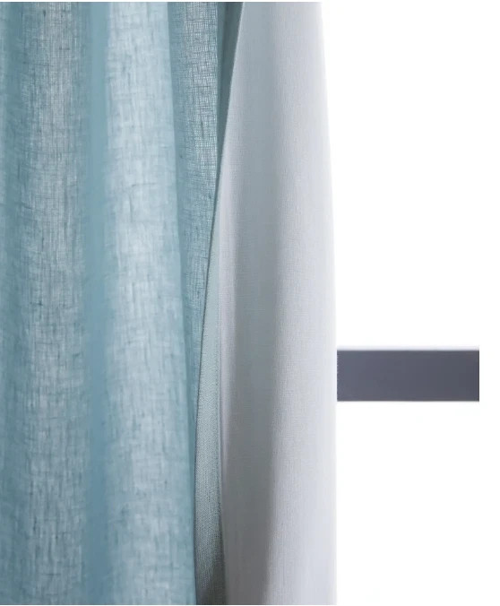 NWT Quince Set of 2 Light Filtering Linen Curtains Light Blue 48×108 Panels
