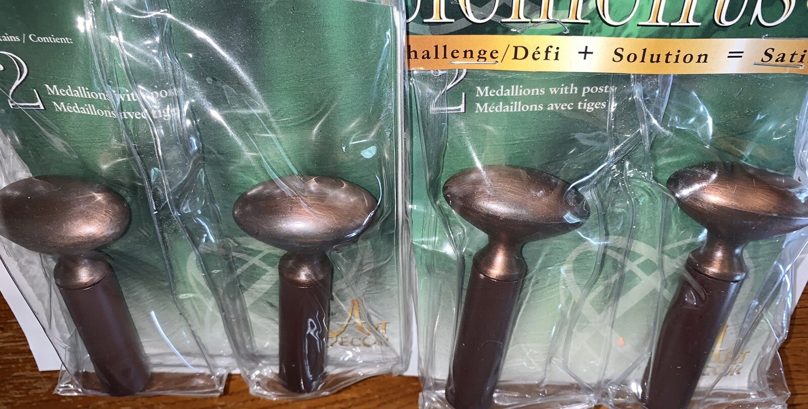 Elements by Art Deco Drapery Medallion Set Tab Top Hangers(4) Bronze Brushed NEW