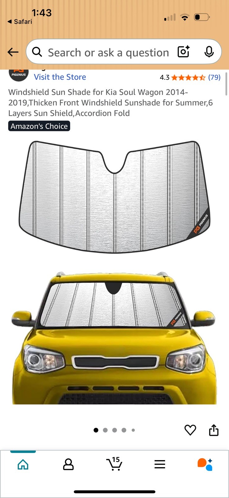 Pigenius Windshield Sun Shade for Kia Soul Wagon 2014-2019,Front Window Sunsh