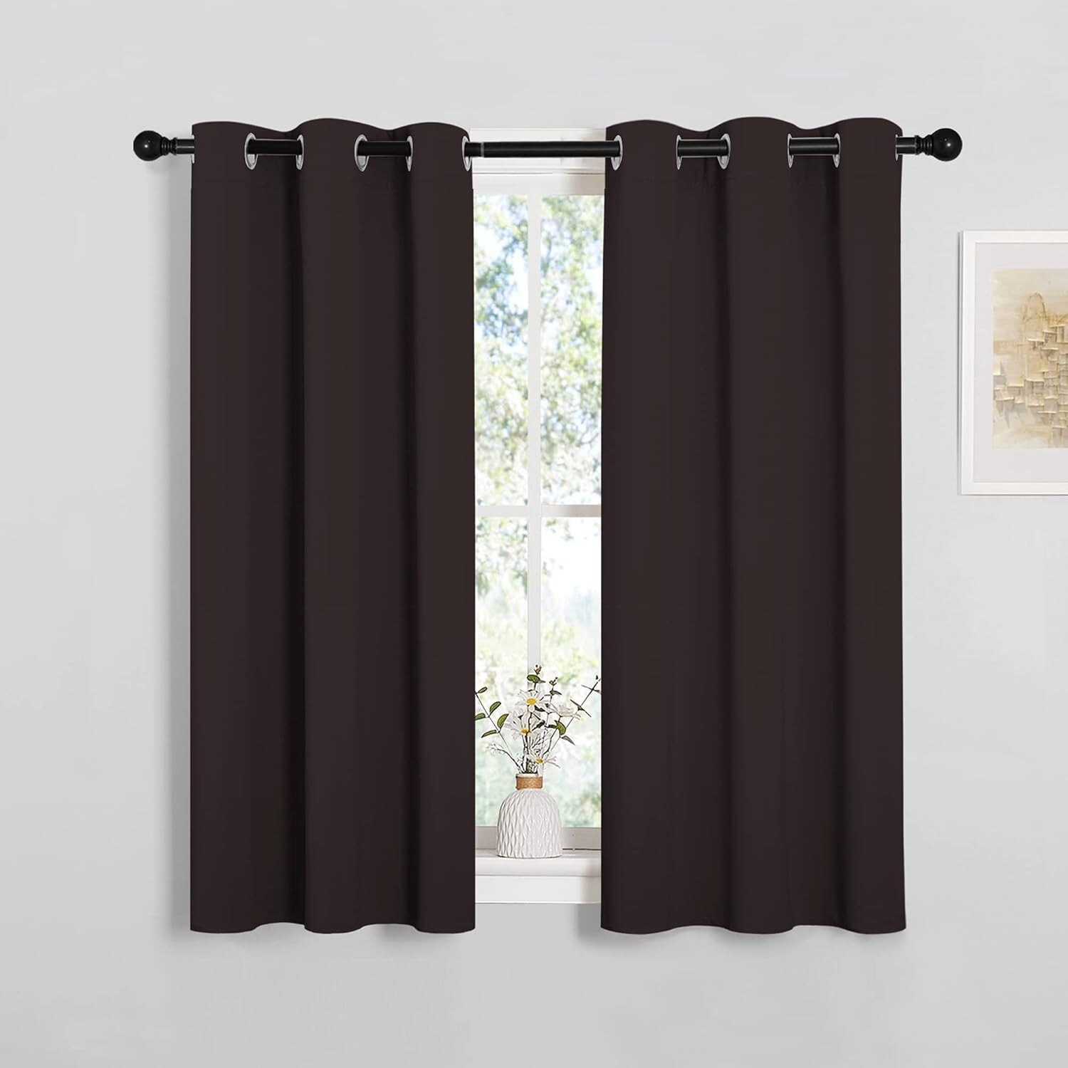 2PCS Toffee Brown 45″L x 34″W Super Heavy Privacy Darkening Curtains For Bedroom