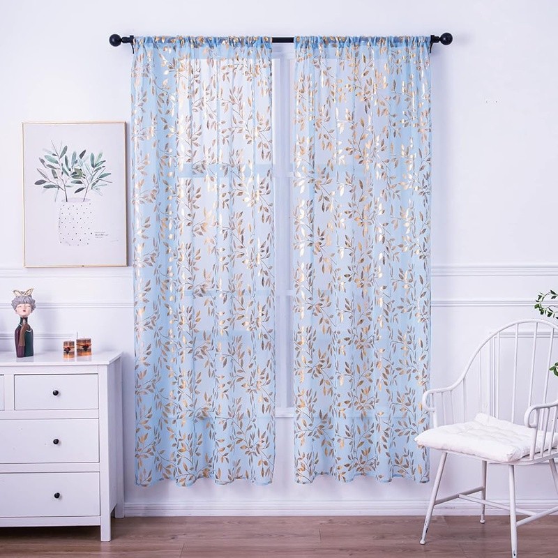 Luxury Sheer Curtains Botanical Pattern Semi Sheer Window Drapes 2 Panels New