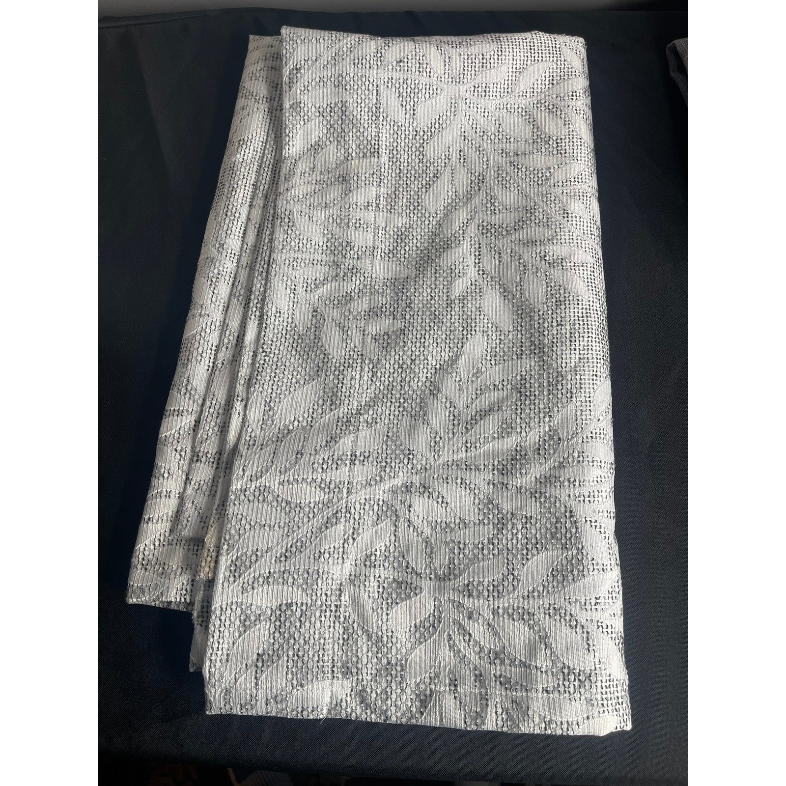 Pair of Mainstays Grey Leaf Textured Curtain Panels 37×84 Window Set