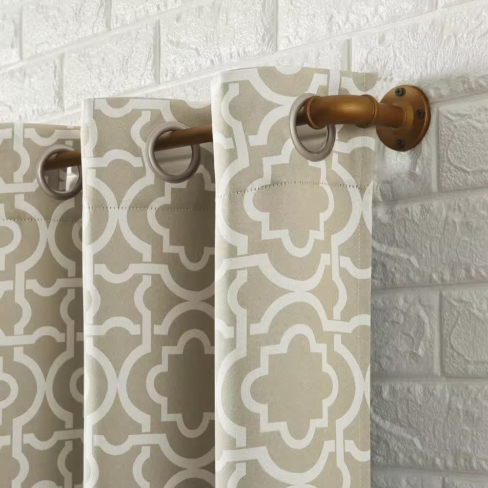 Barnett Trellis Taupe Polyester 40 In. W X 63 In. L Grommet Blackout Curtain (Si