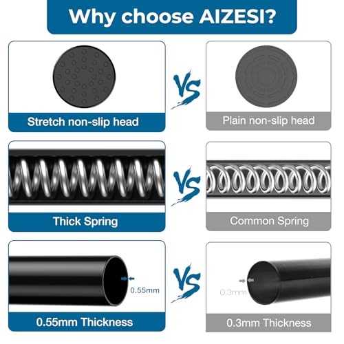 Curtain Rods No Drilling for Windows 28 to 48 Inches,1/2 Inch 28″-48″ Black