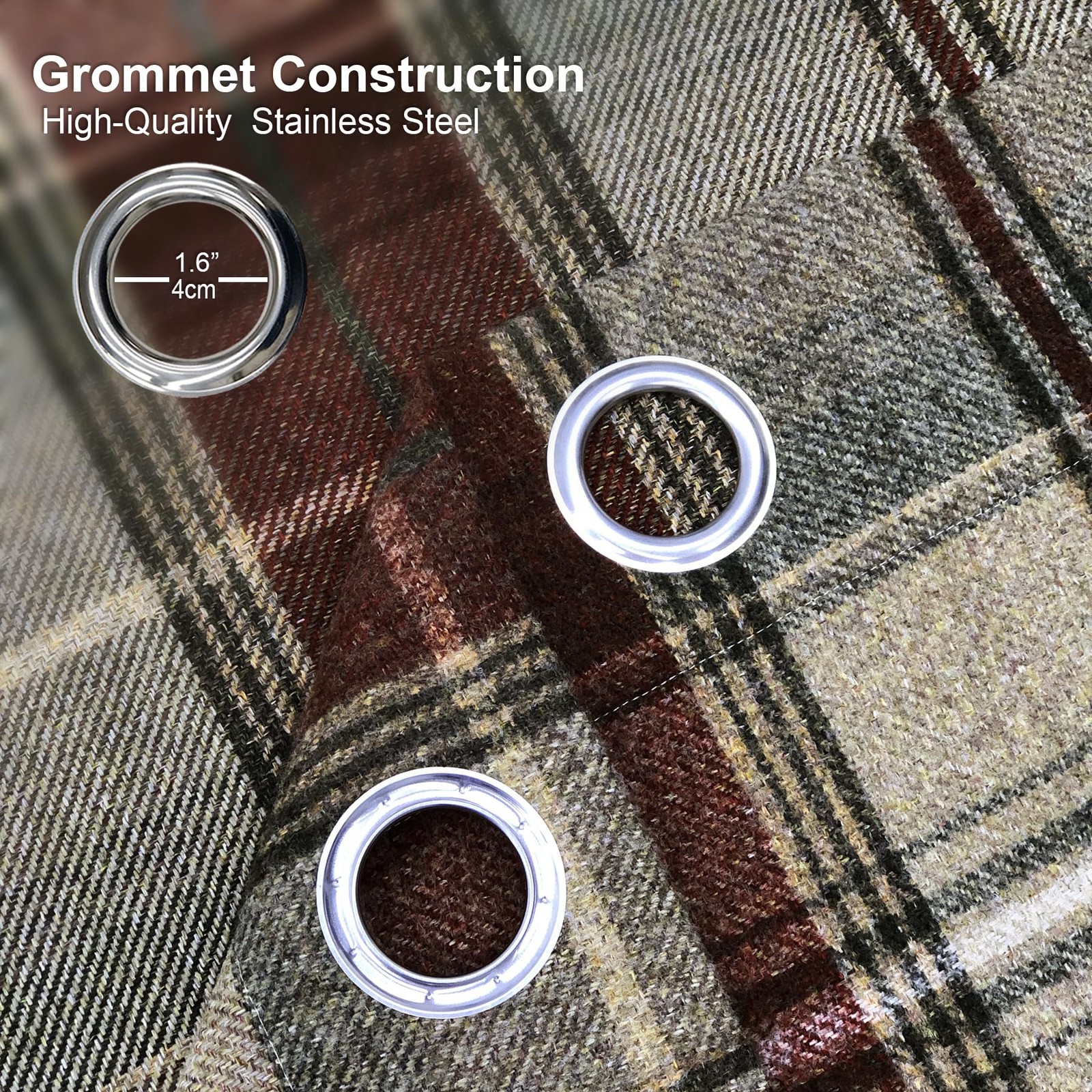 Always4U Woolen Look Plaid Curtains Modern Window Panels Christmas Red Green