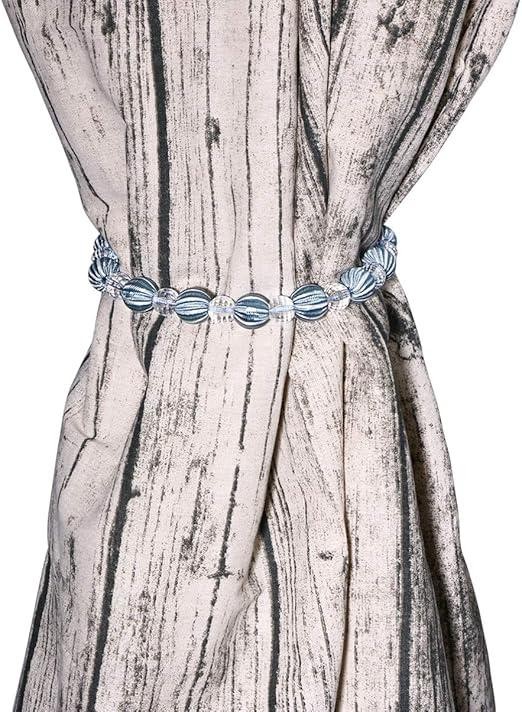 Stylish Rayon Bead with Crystal Drape Curtain Tiebacks Holdbacks 2 PCS .