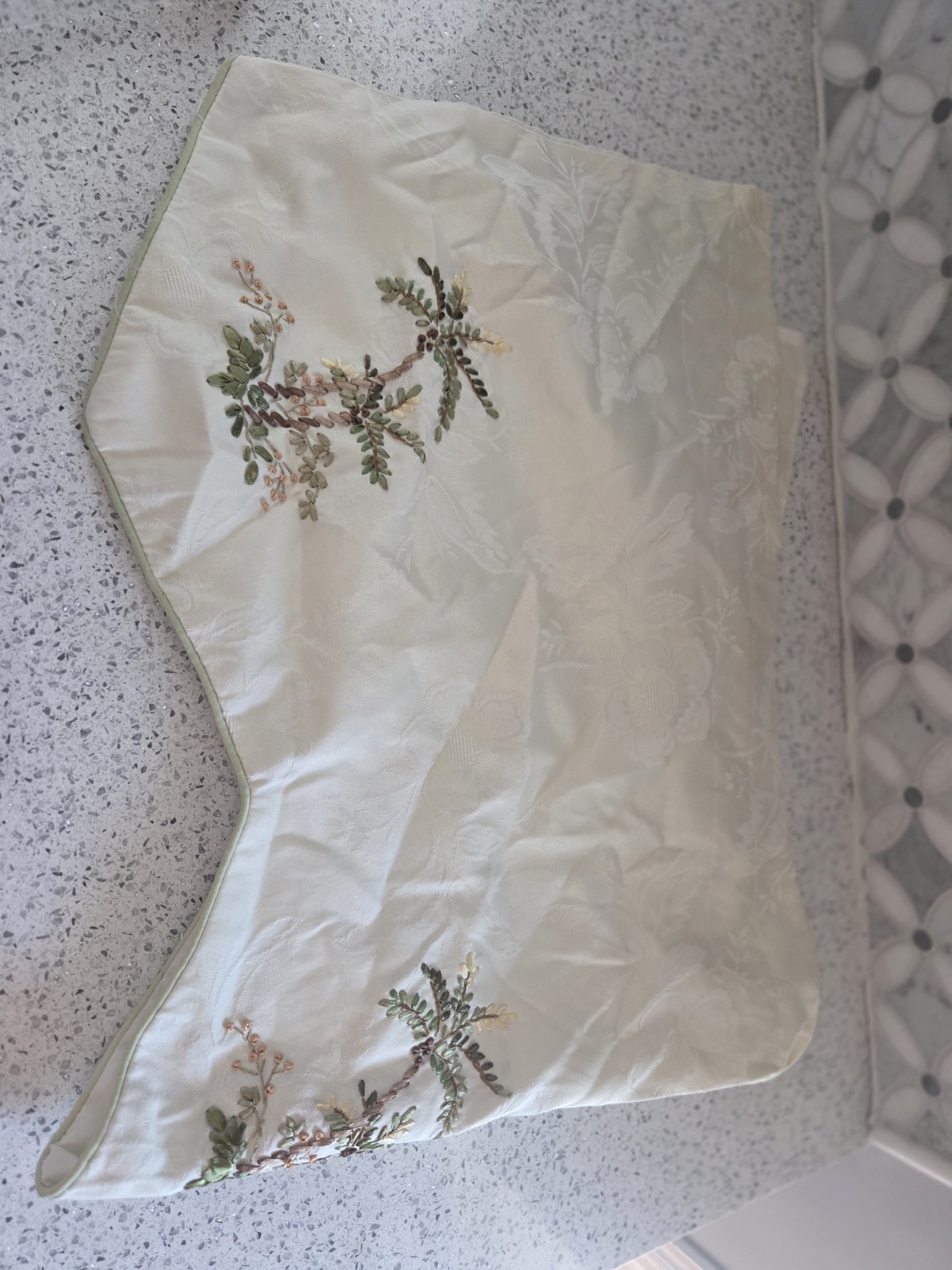 Set of 2 Palm Tree Embroidered Window Valances Cream Tropical Coastal Curtain To