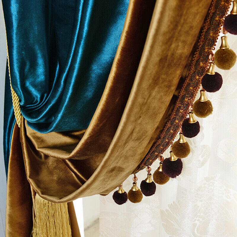 Boutique Italian velvet modern blue cloth blackout curtain tulle drape C1197