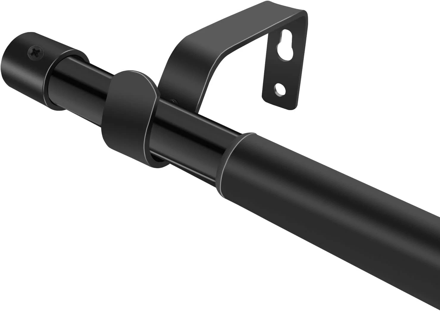 Adjustable Curtain Rod 66-95″ in Length, 3/4-Inch Black Curtain Pole for Windows