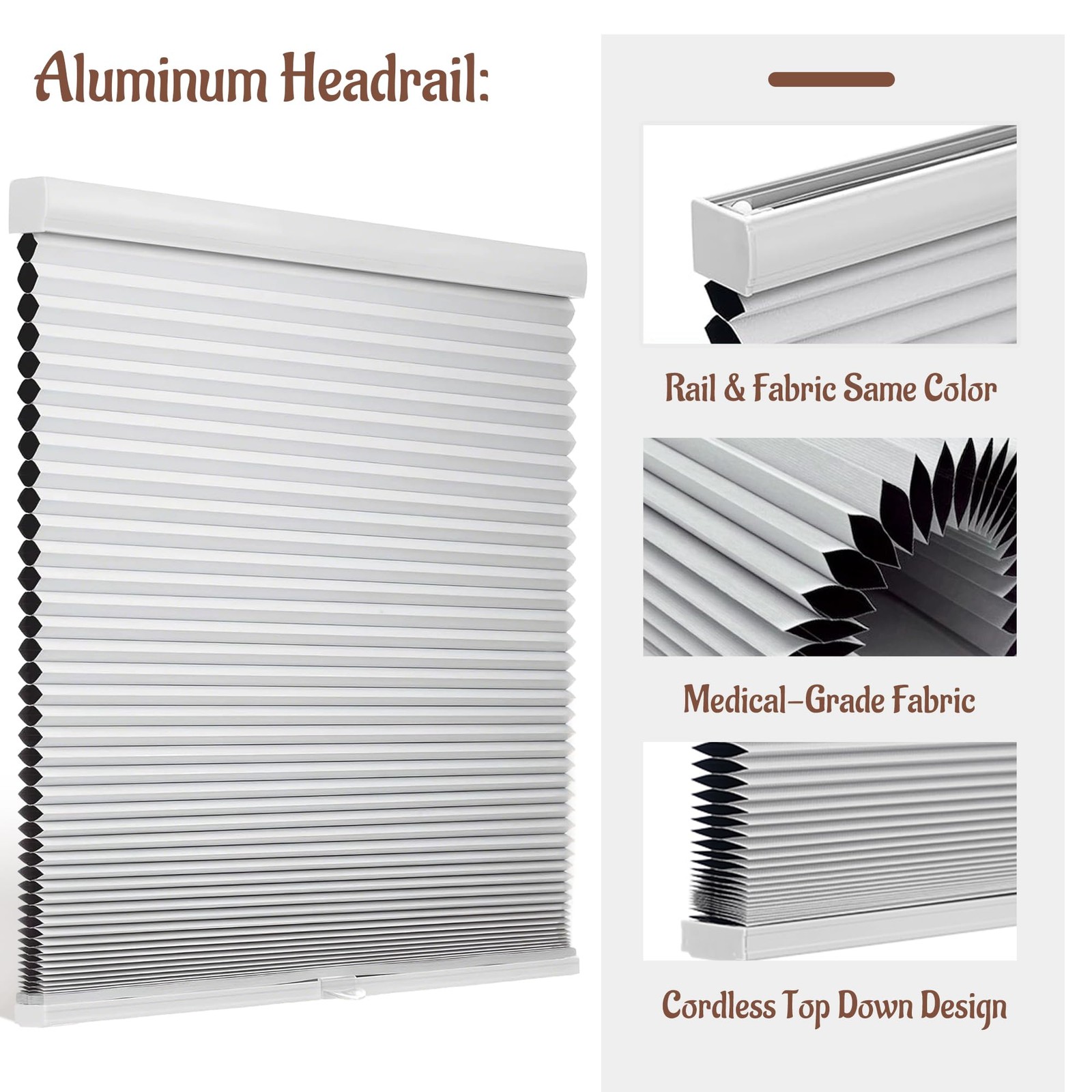 Flamax Custom Color-Matched 1.5 Cordless Cellular Shades For Indoor Privacy