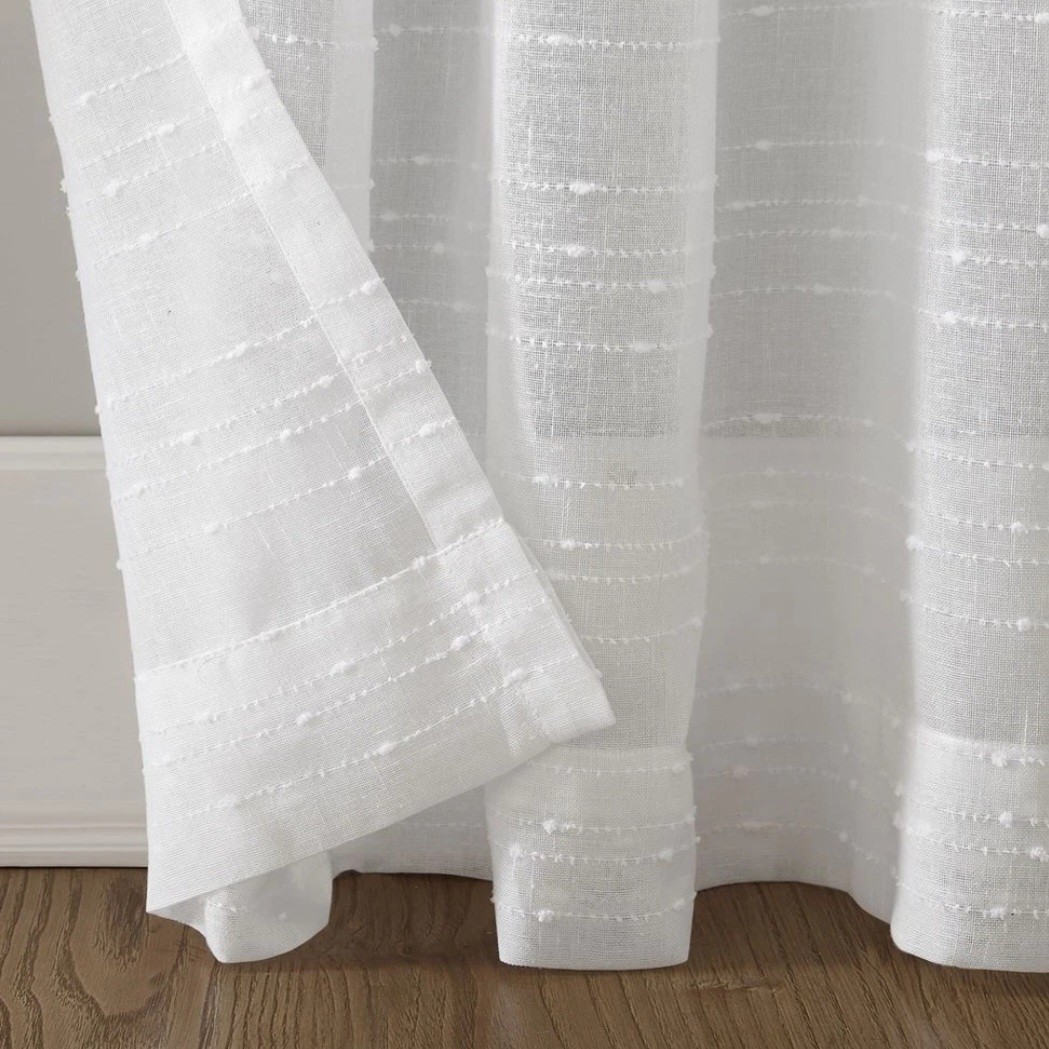 52″x 84″ Textured Slub Stripe AntiDust Curtain One Panel White – Clean Window
